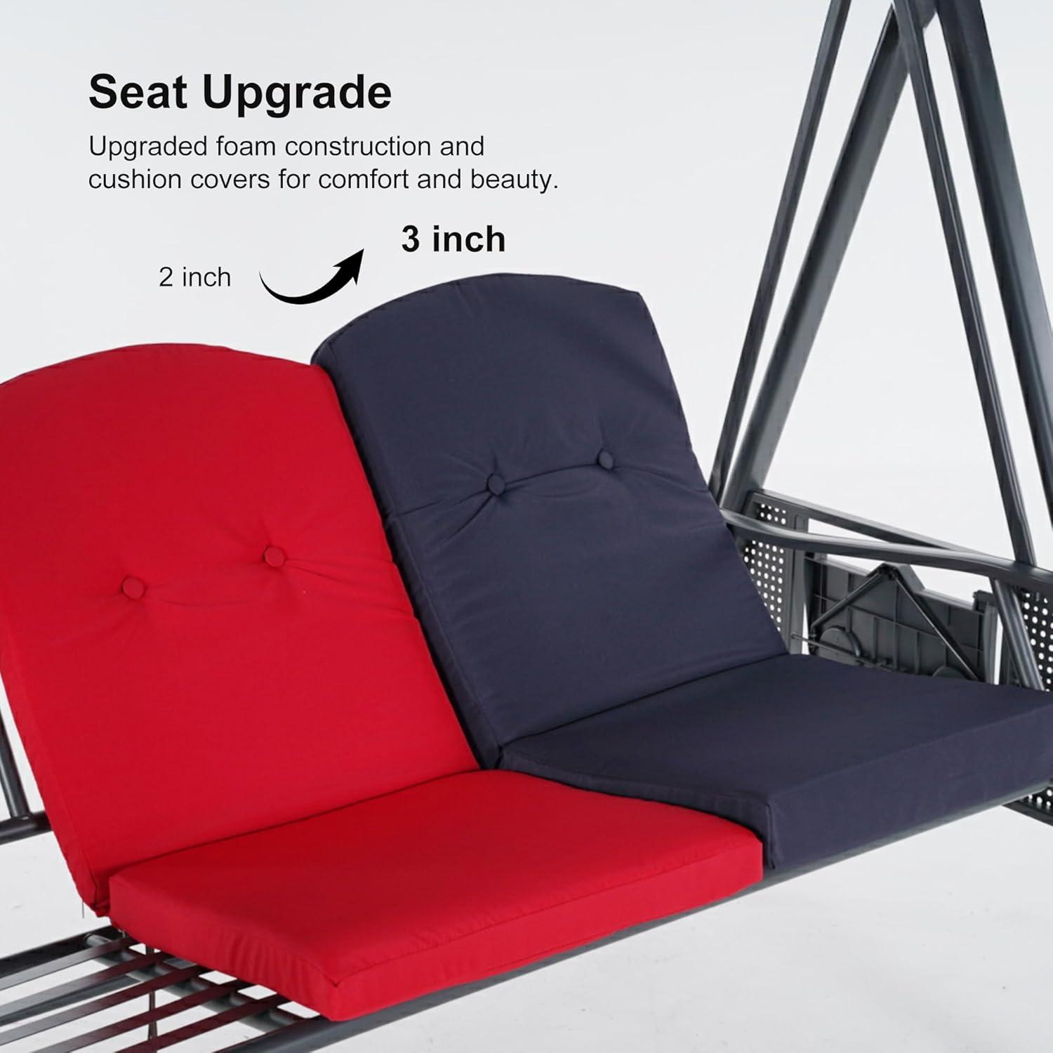 PURPLE LEAF 3 -person Gray Steel Outdoor Swing