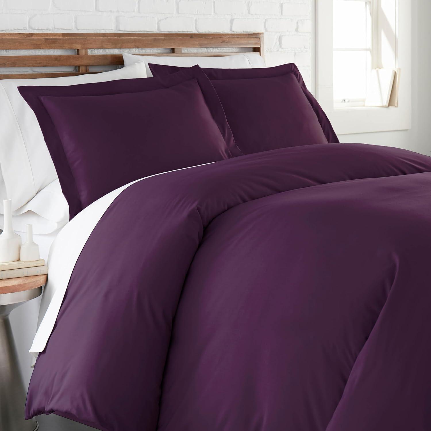 Purple Ultra-Soft Microfiber Full/Queen Duvet Cover Set with Shams