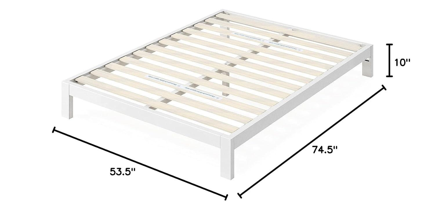 Full Arnav 10" Metal Platform Bed Frame White - Zinus: Minimalist Steel Foundation, No Box Spring Needed, Easy Care