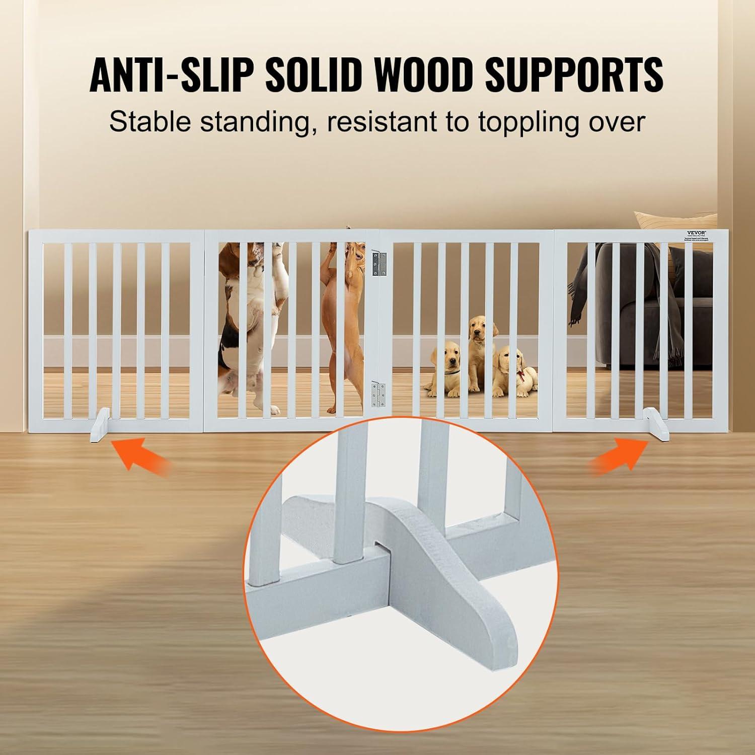 VEVOR Solid Wood Free Standing Pet Gate With Door