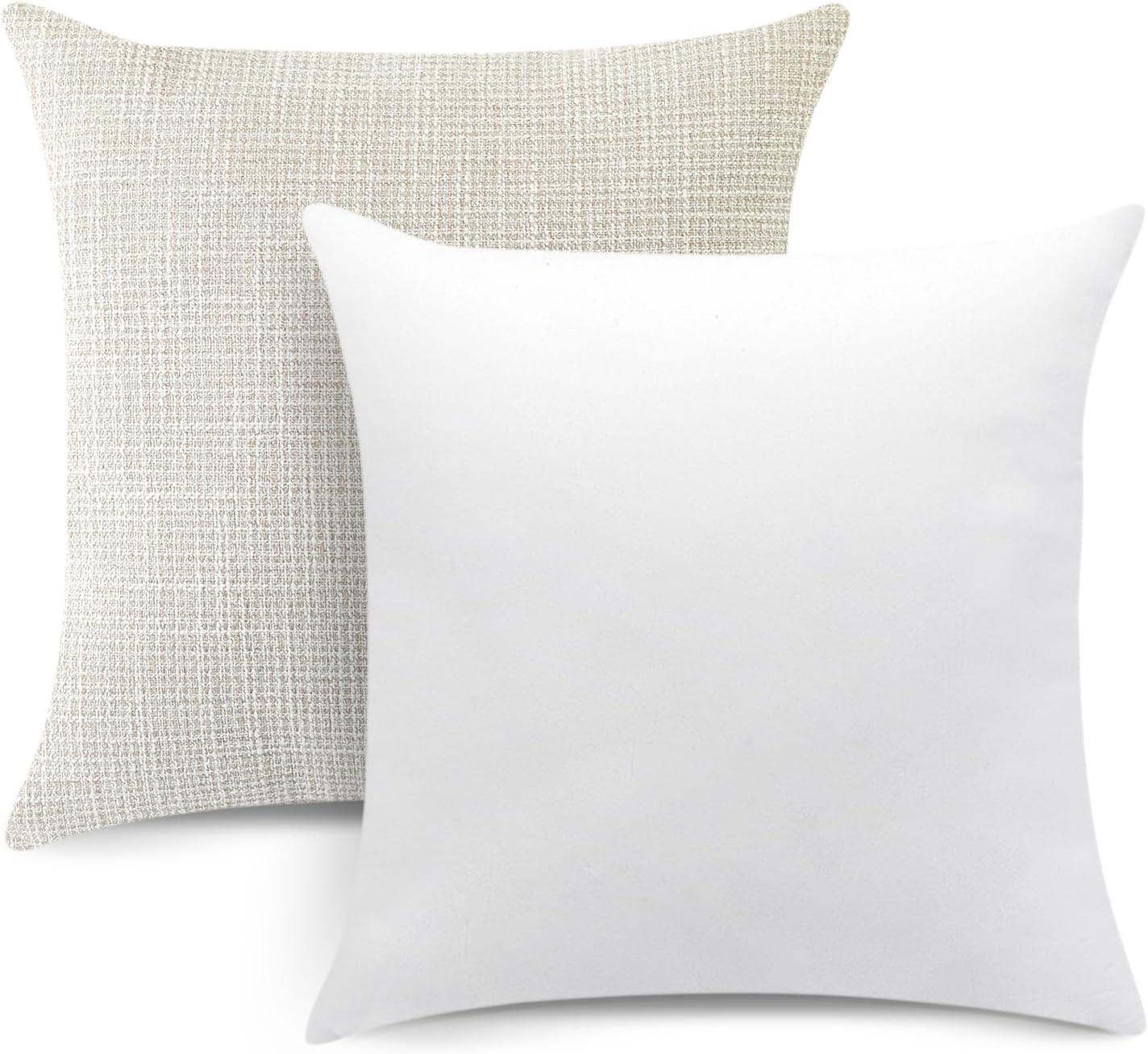 Unique Bargains Solid Indoor Linen Decorative Throw Pillow Cover 2 Pcs Beige 24" x 24"