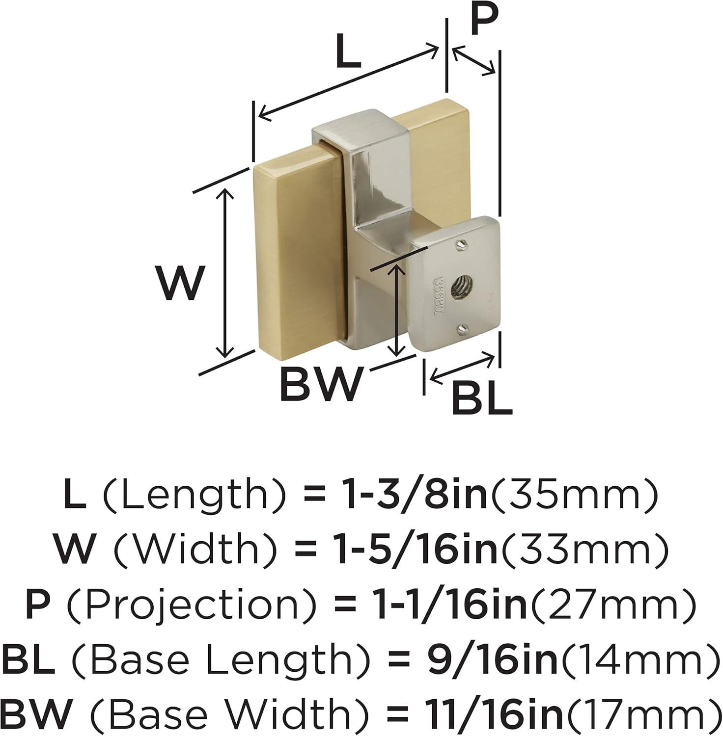 1-3/8" Length Square Knob