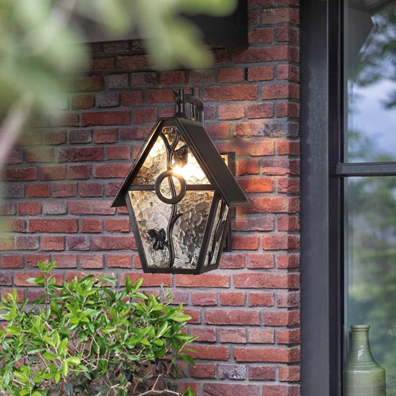 Rustic Outdoor Wall Lantern Exterior Wall Mounted Sconce Light Designer Style Outdoor Wall Light Fixtures for Home Patio Garden Garage Farmhouse Porch Lighting with Water Glass, Oil Rubbed Brown