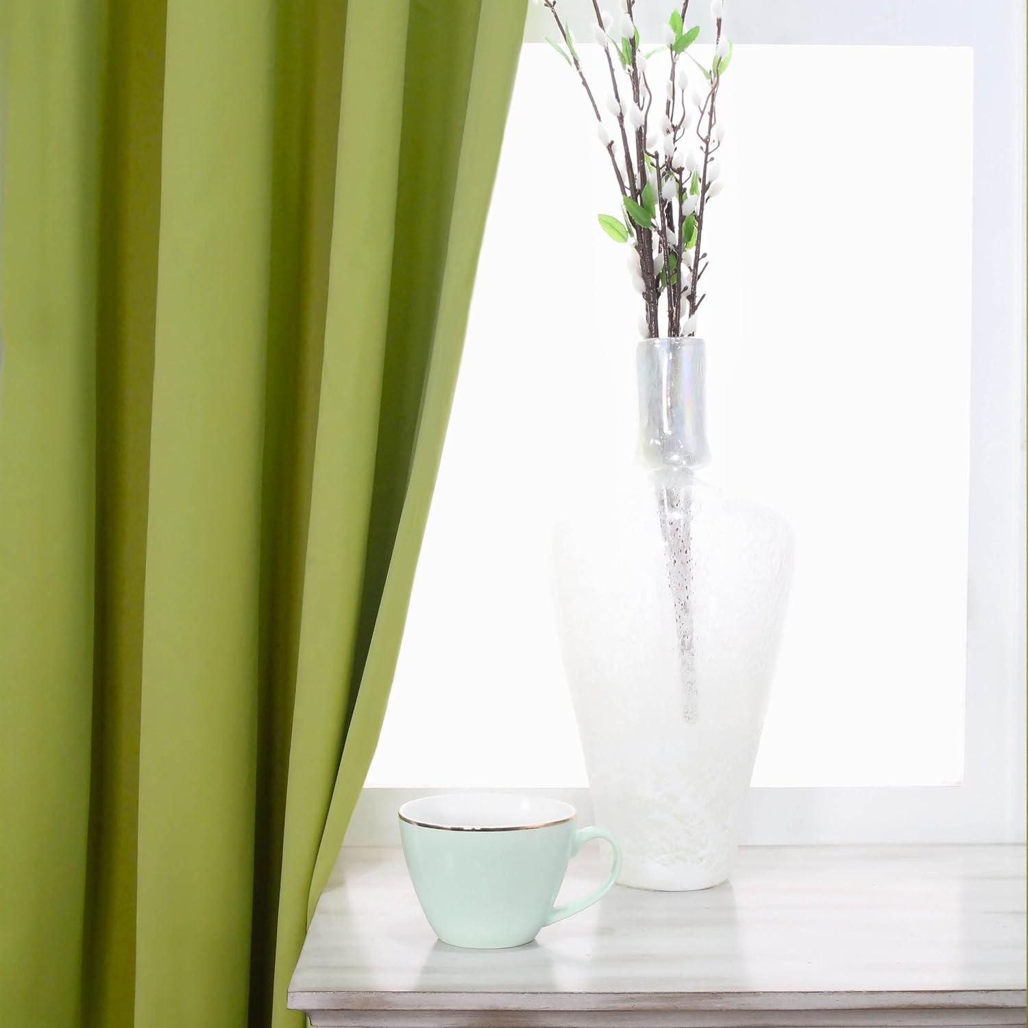 Classic Modern Solid Room Darkening Semi-Blackout Curtains, Grommets, Set of 2, 52"x63", Sage - Blue Nile Mills