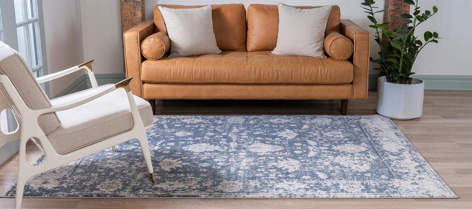 Nuloom Florid Emma Floral 4x6 Indoor Area Rug for Living Room Bedroom Dining Room Kitchen, Blue/Ivory