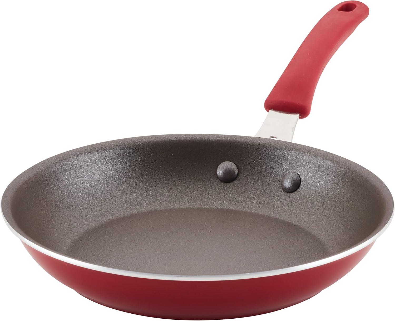 Rachael Ray Cook + Create Aluminum Nonstick Frying Pan 10" Red: Gas & Induction Compatible, Hand Wash, Lifetime Warranty