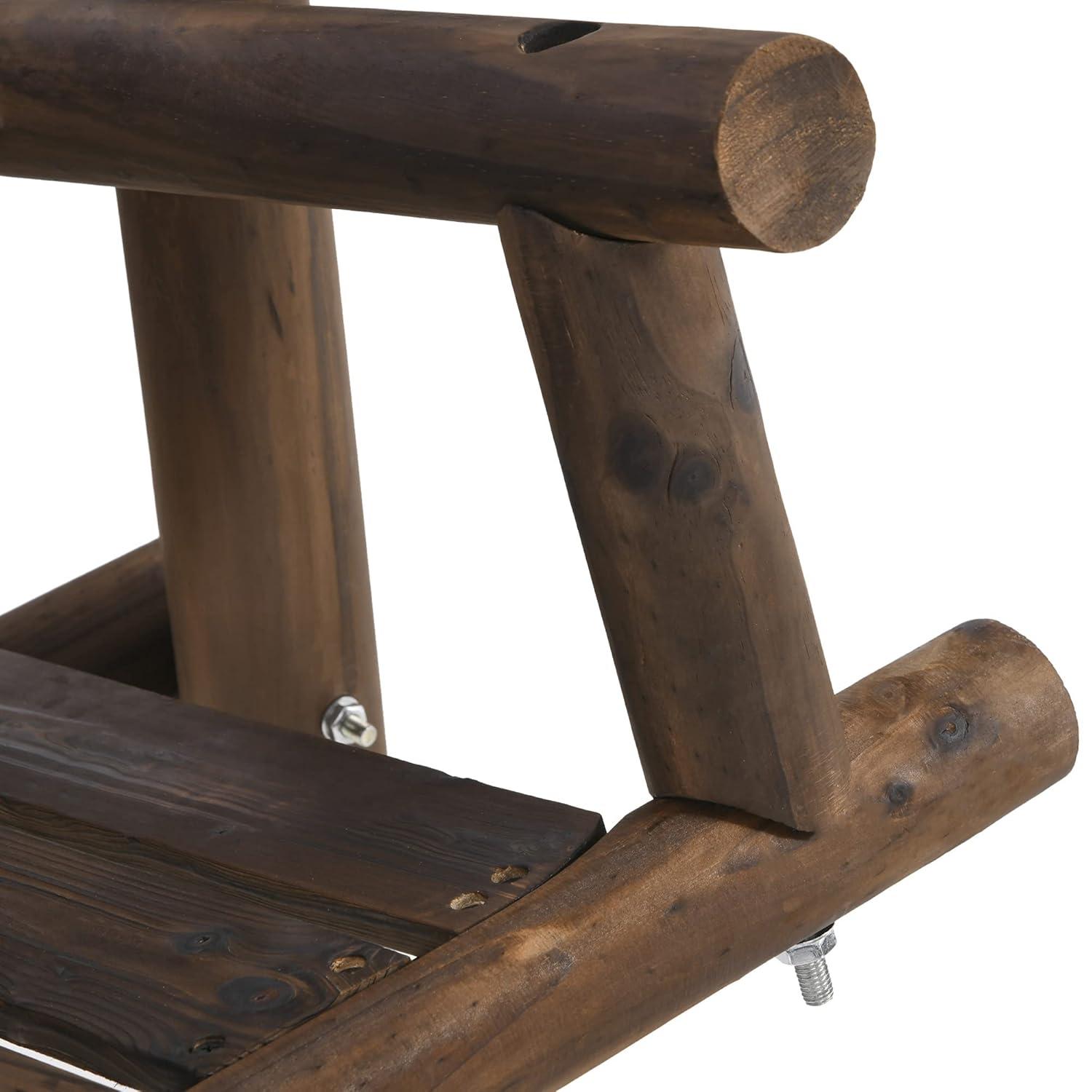 Outsunny Wooden Swing Bench, Garden Swing Chair for Patio, Yard, Porch, Carbonized