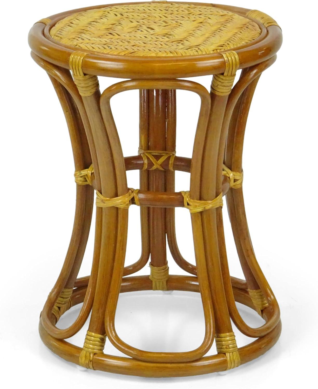 SK New Interiors Breeze ECO Natural Rattan Wicker Stool Plant Stand Handmade Design, Colonial