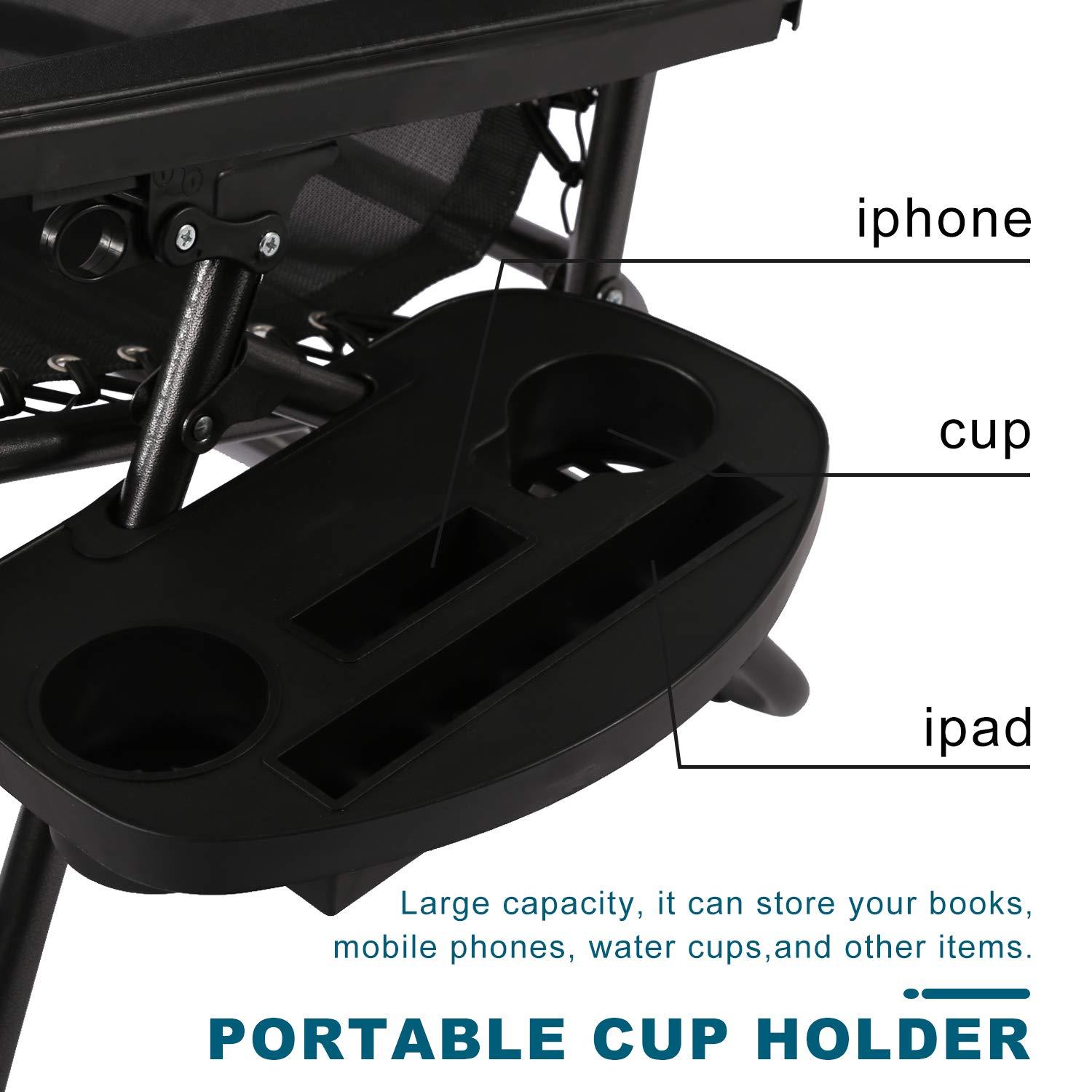 Costway 2 PCS Zero Gravity Chairs Lounge Patio Folding Recliner Outdoor Black with Cup Holder Black