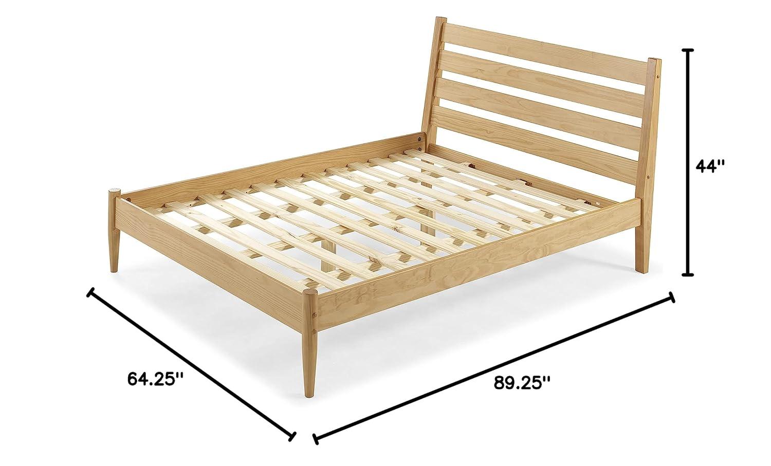 Camaflexi Mid-Century Solid Wood Queen Platform Bed in Scandinavian Oak 100% Solid Wood