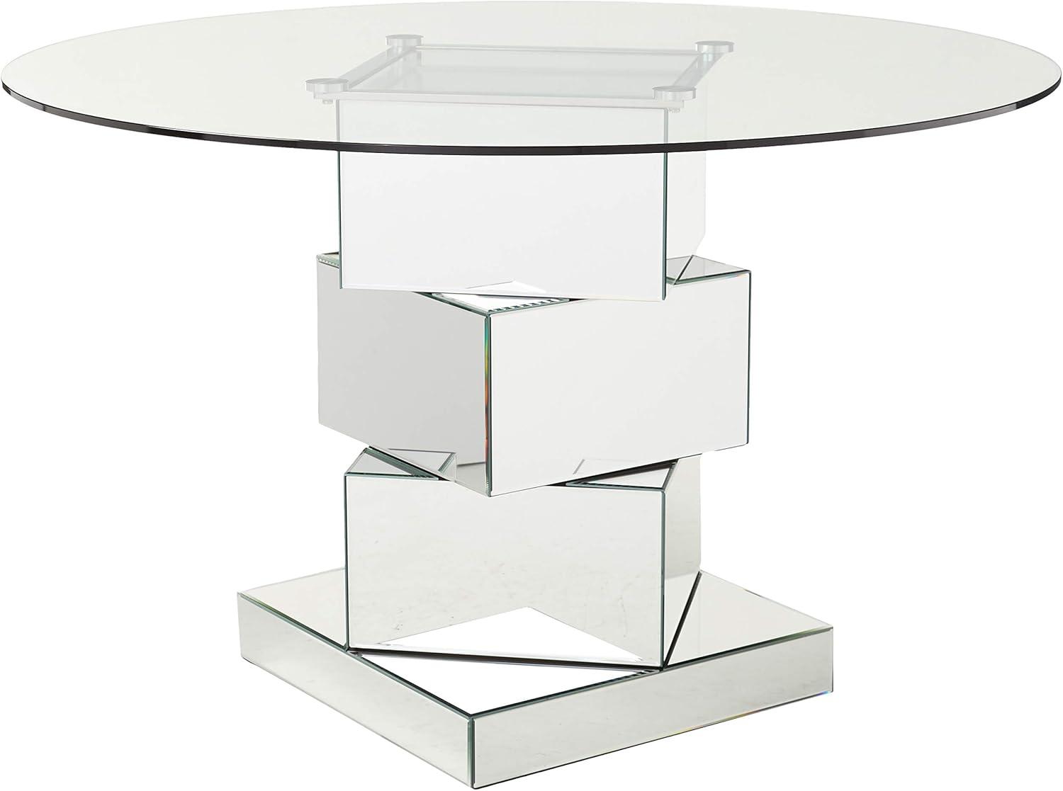 Meridian Furniture Haven Contemporary Glass Dining Table in Chrome