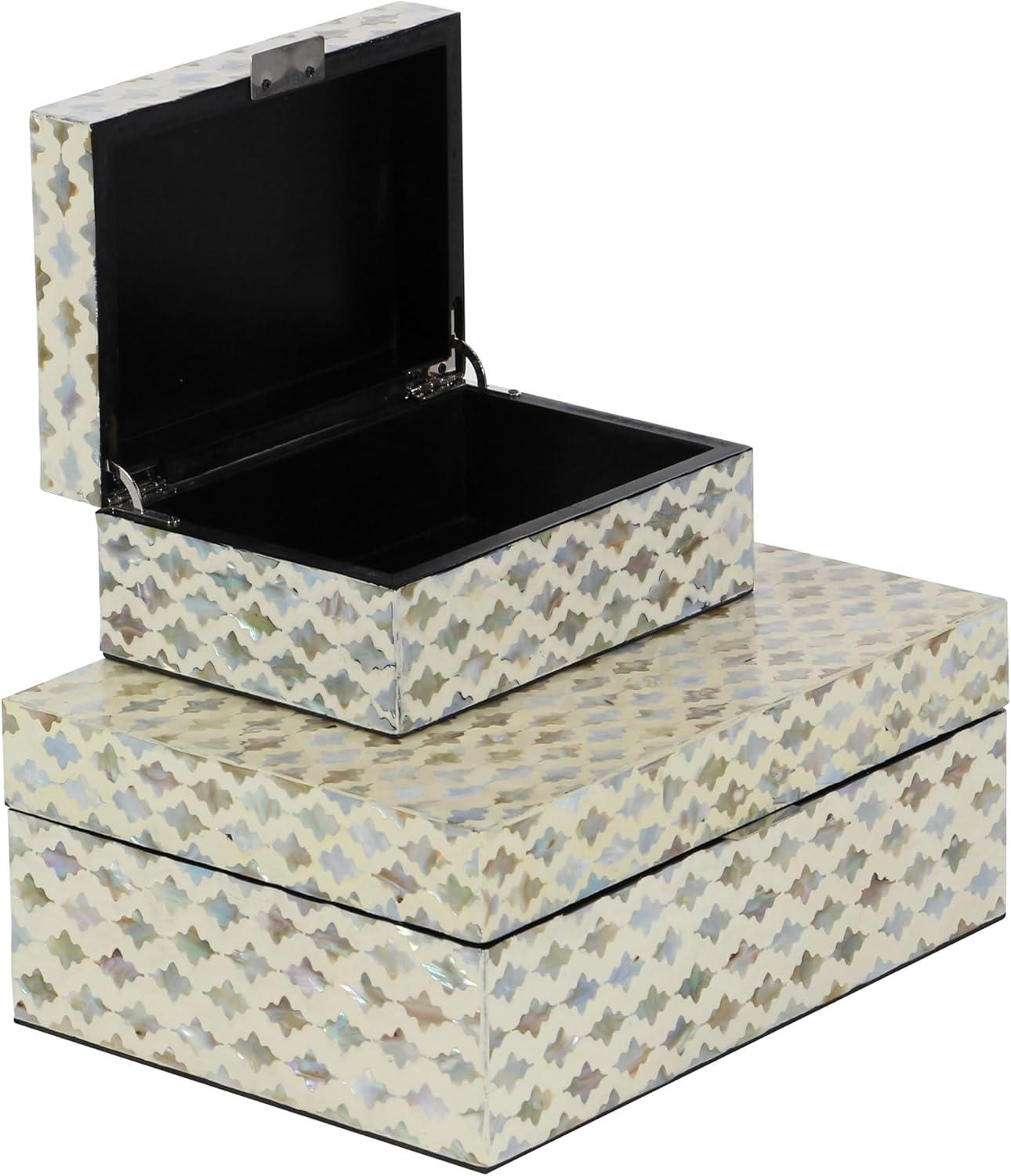 Set of 2 Wooden Boxes with Pattern - Olivia & May