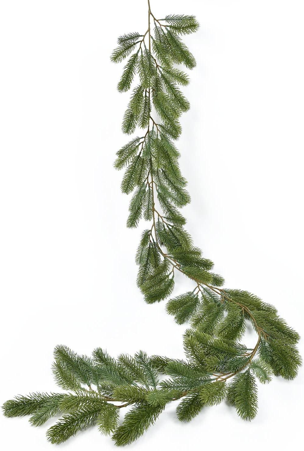 6Ft Artificial Pine Christmas Garland Winter Greenery Garland for Holiday Season Mantel Fireplace Table Runner Centerpiece Décor