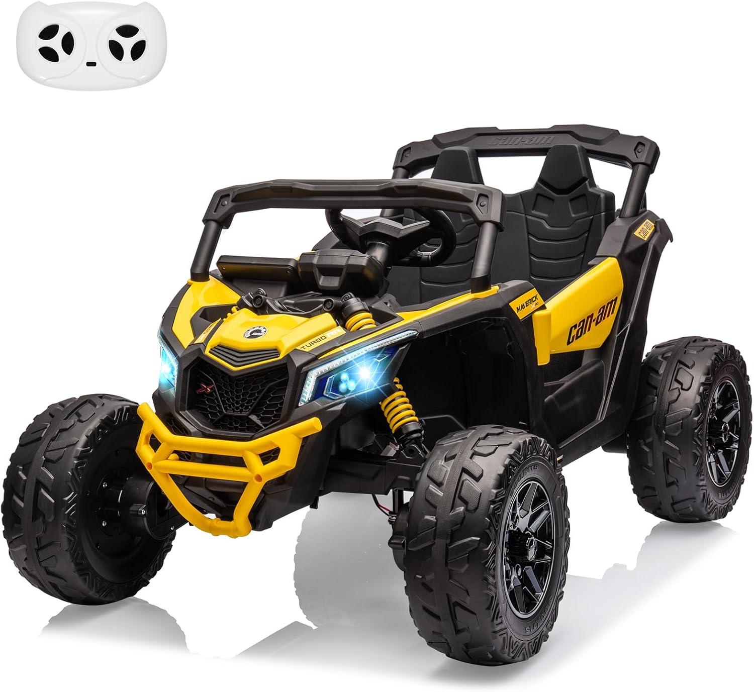 12V Ride on UTV Car, Licensed Can-Am Electric Off-Road UTV Car, Kids Truck Remote Control, Large Seat, Ride on Toy for Kids