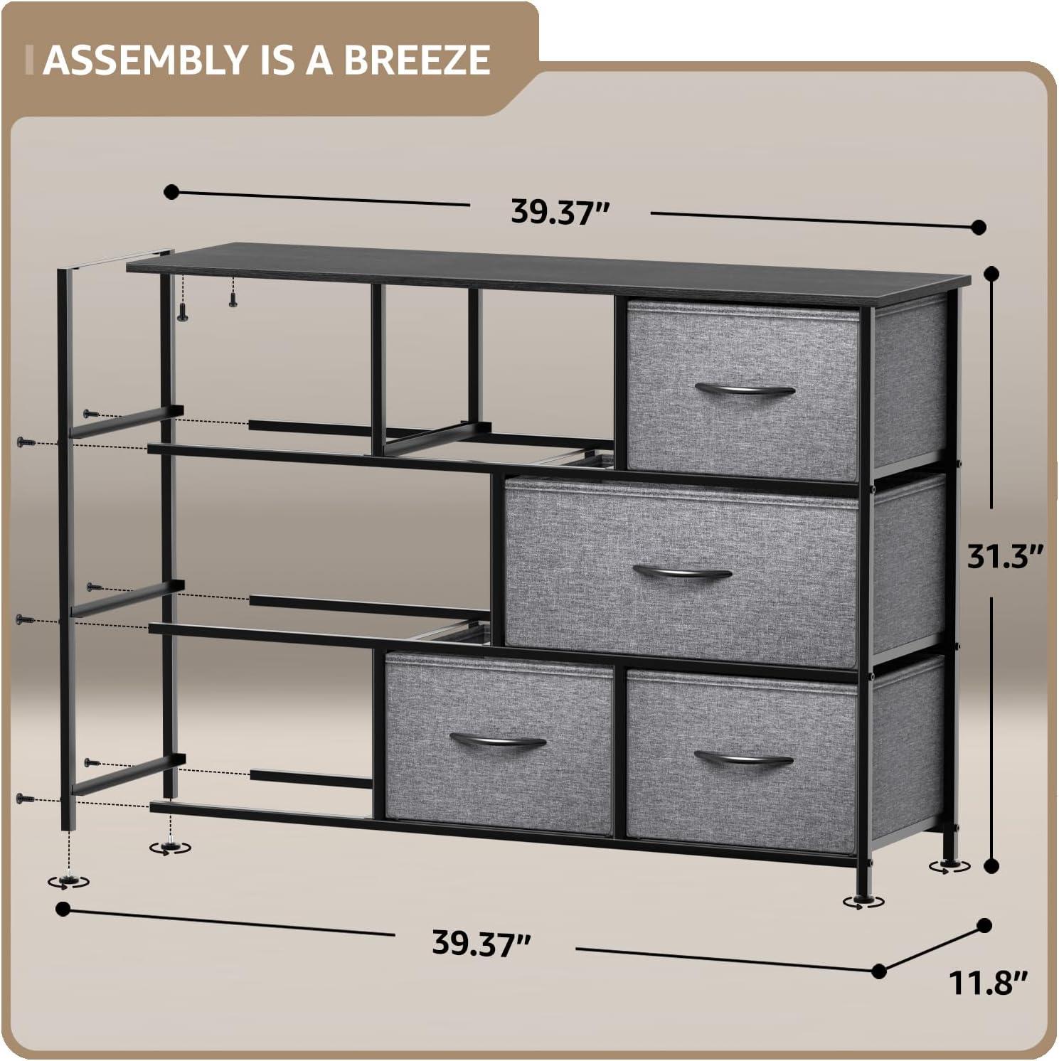 Sorbus 8 Drawers Wide Dresser - Organizer Unit with Steel Frame Wood Top and handle, Fabric Bins - Amazing for household decluttering