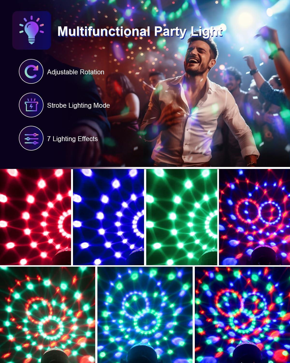 Luditek Disco Lights Wall Mount RGB Disco Ball Light, Sound Activated, 7 Modes
