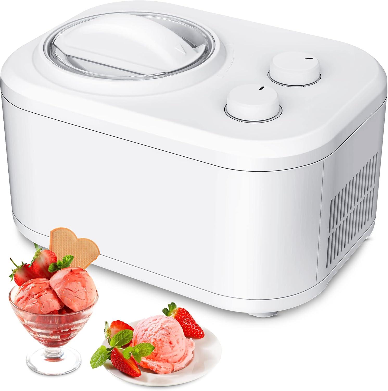 Compact White Stainless Steel Automatic Ice Cream Maker