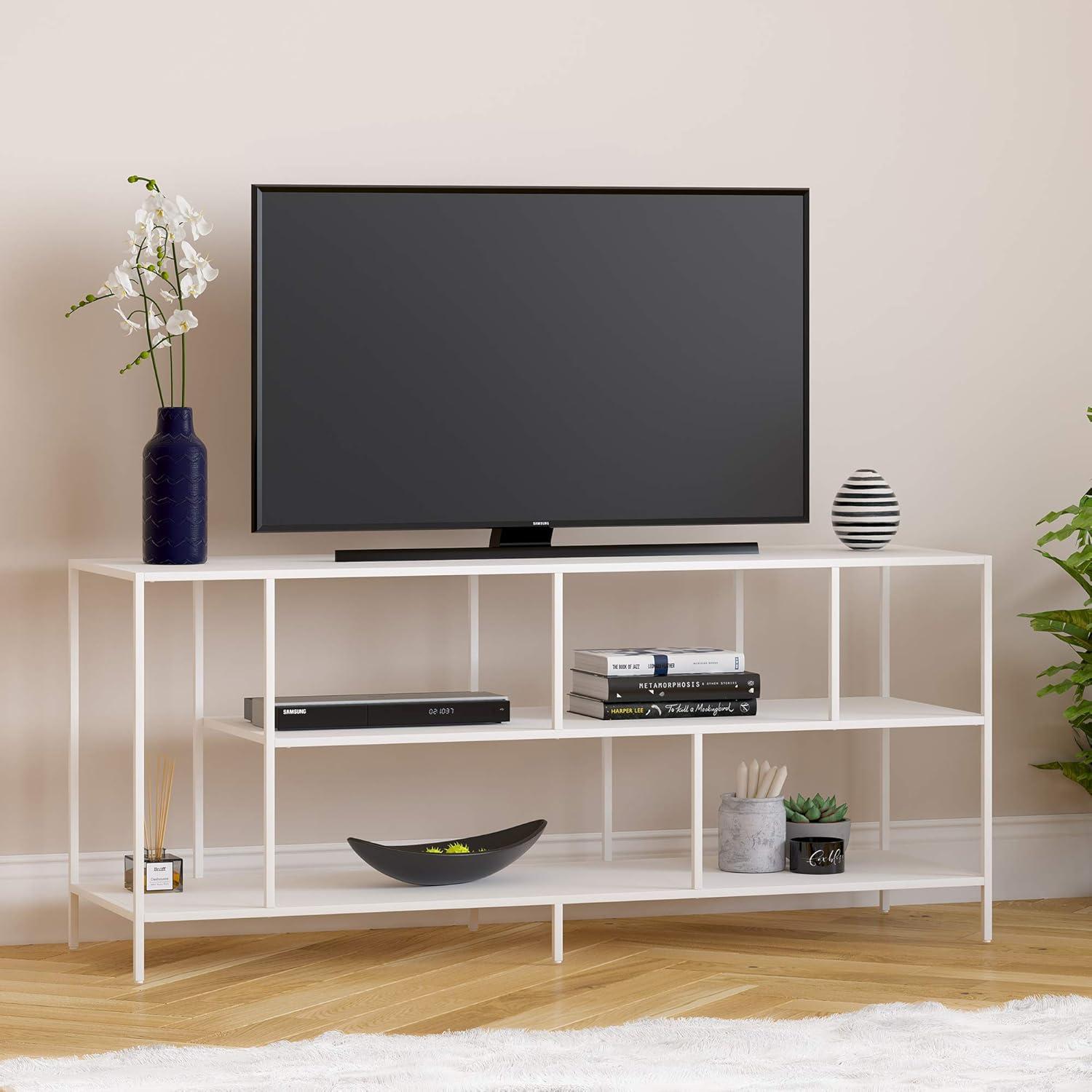 Three Shelf TV Stand in White - Henn&Hart