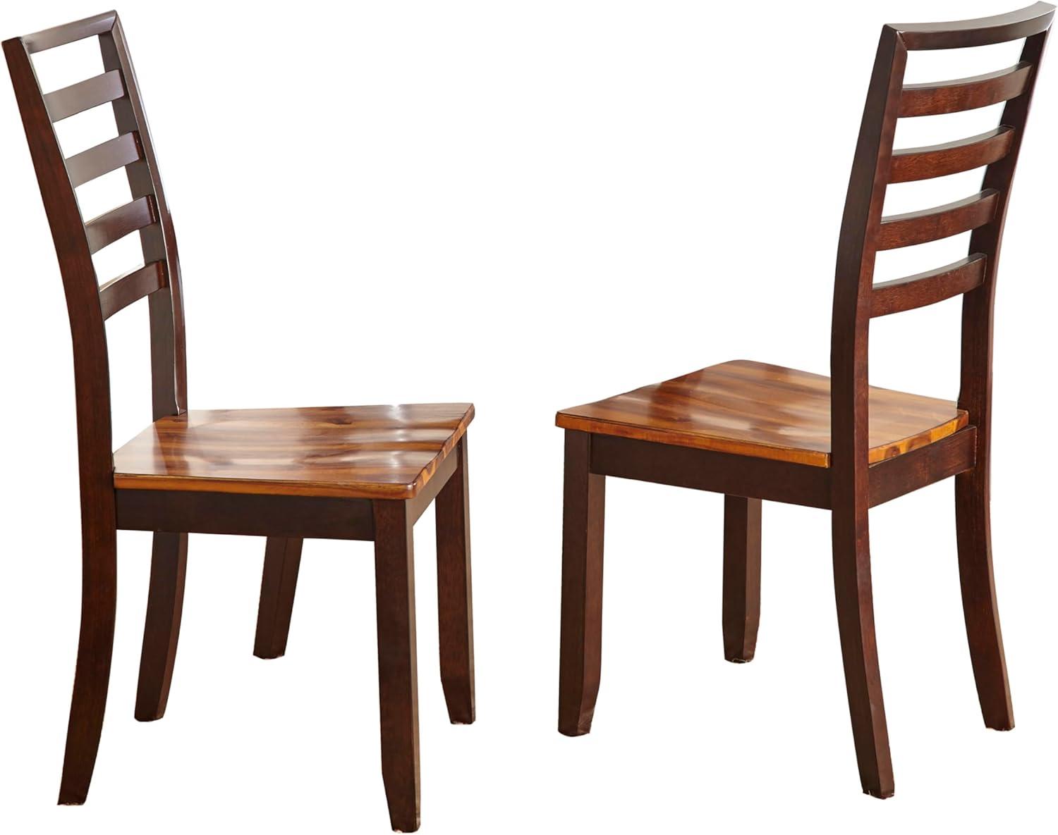 Brown Wood and Metal Ladderback Side Chair Set