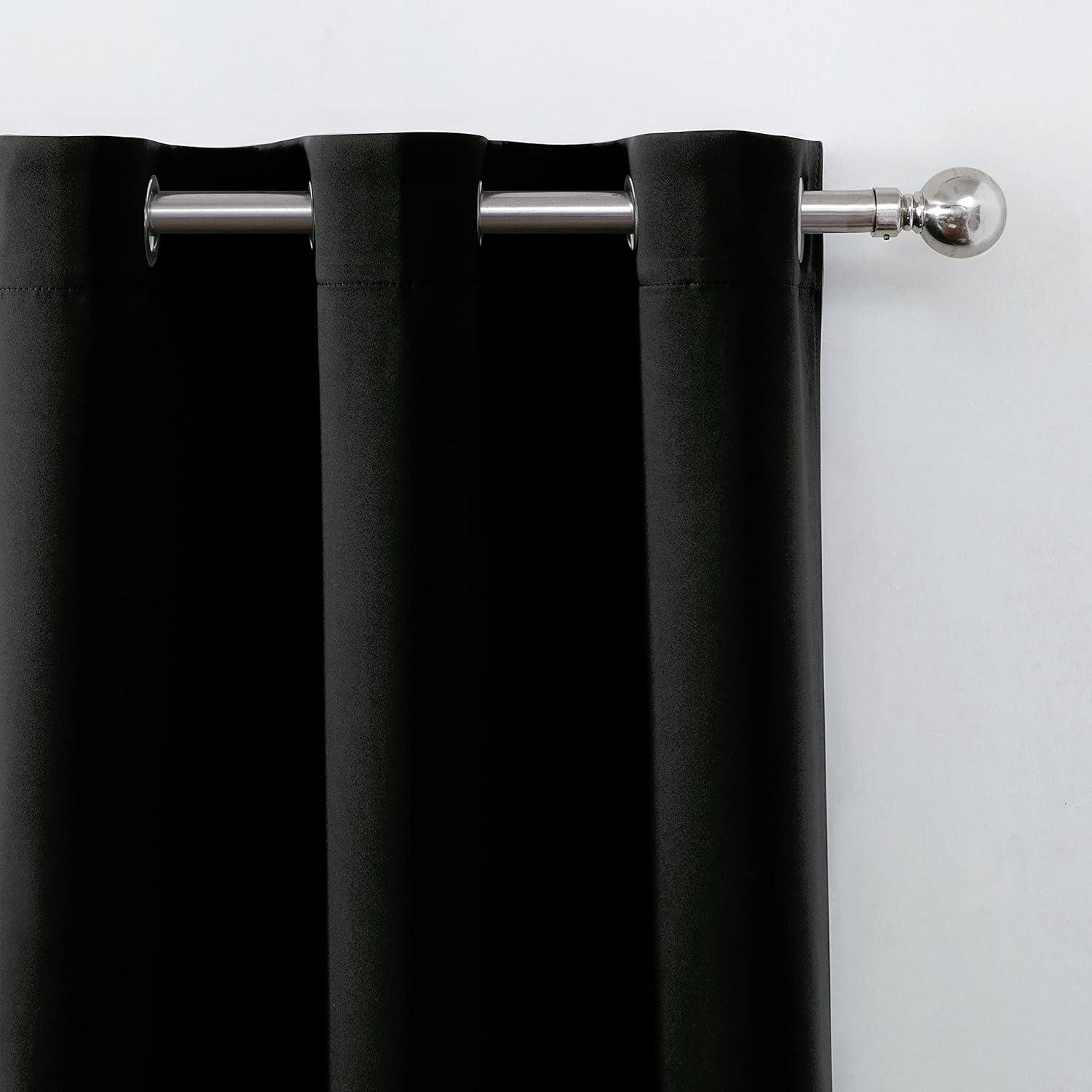 Coodeto Short Blackout Curtains Black, Set of 2, W52 x L63 - Blackout Curtains for Kitchen and Kids Bedroom