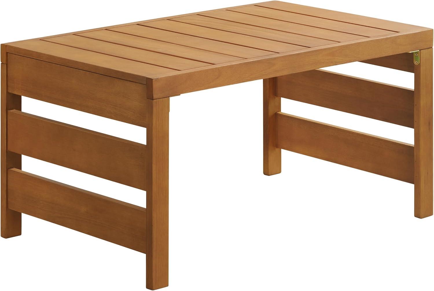 Alaterre Furniture Barton Eucalyptus Wood Outdoor Slotted Coffee Table Brown