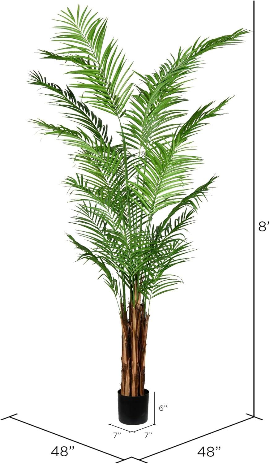 8' Green Artificial Potted Areca Palm Tree