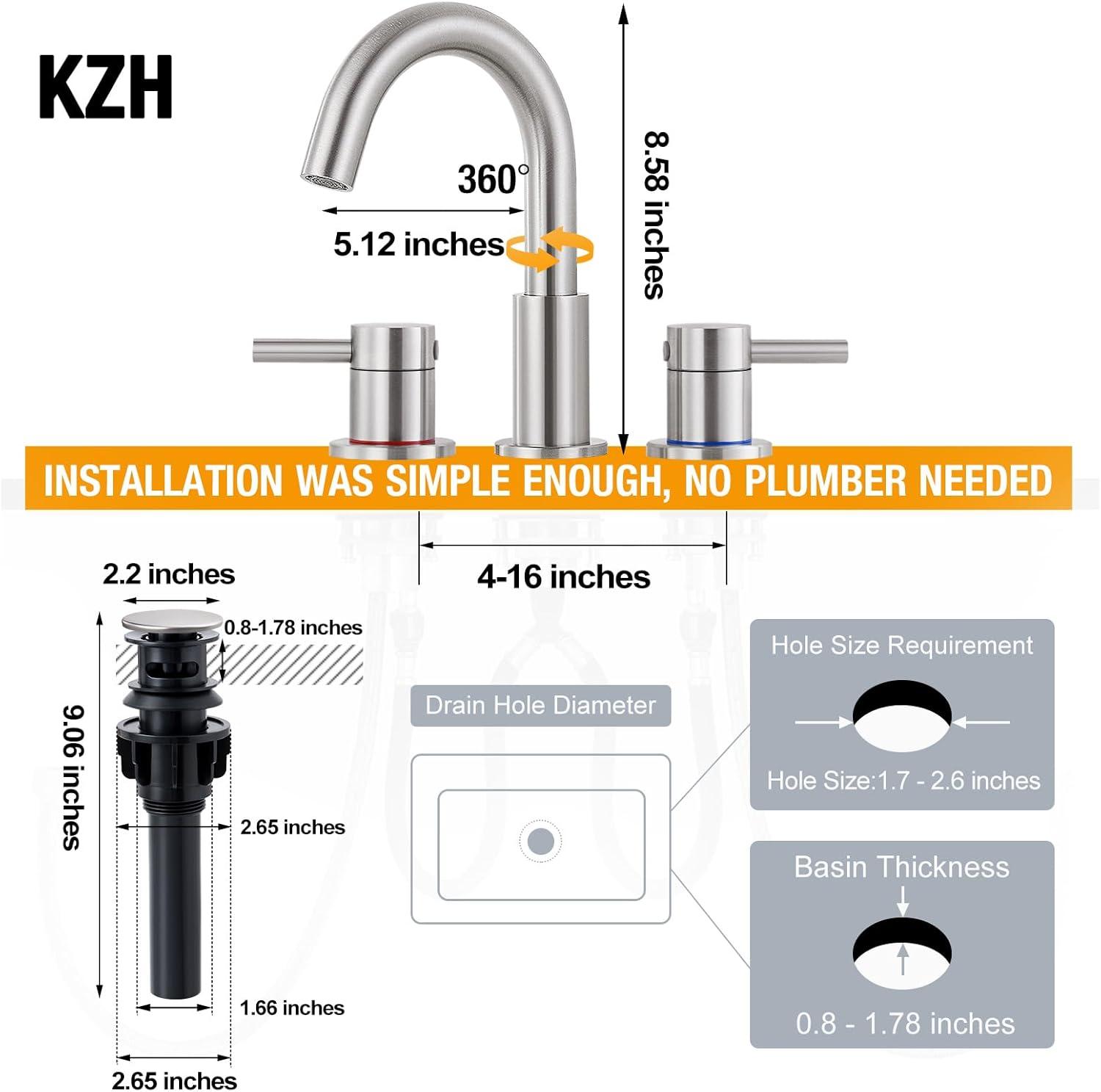 Brushed Nickel Double Handle Widespread Bathroom Faucet