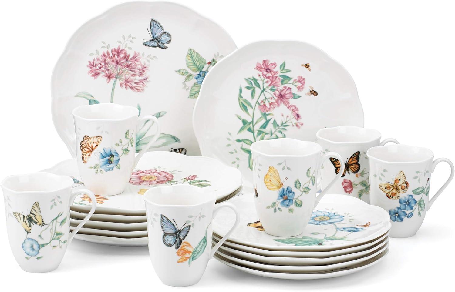 Butterfly Meadow Floral Porcelain 7-Piece Tea Set