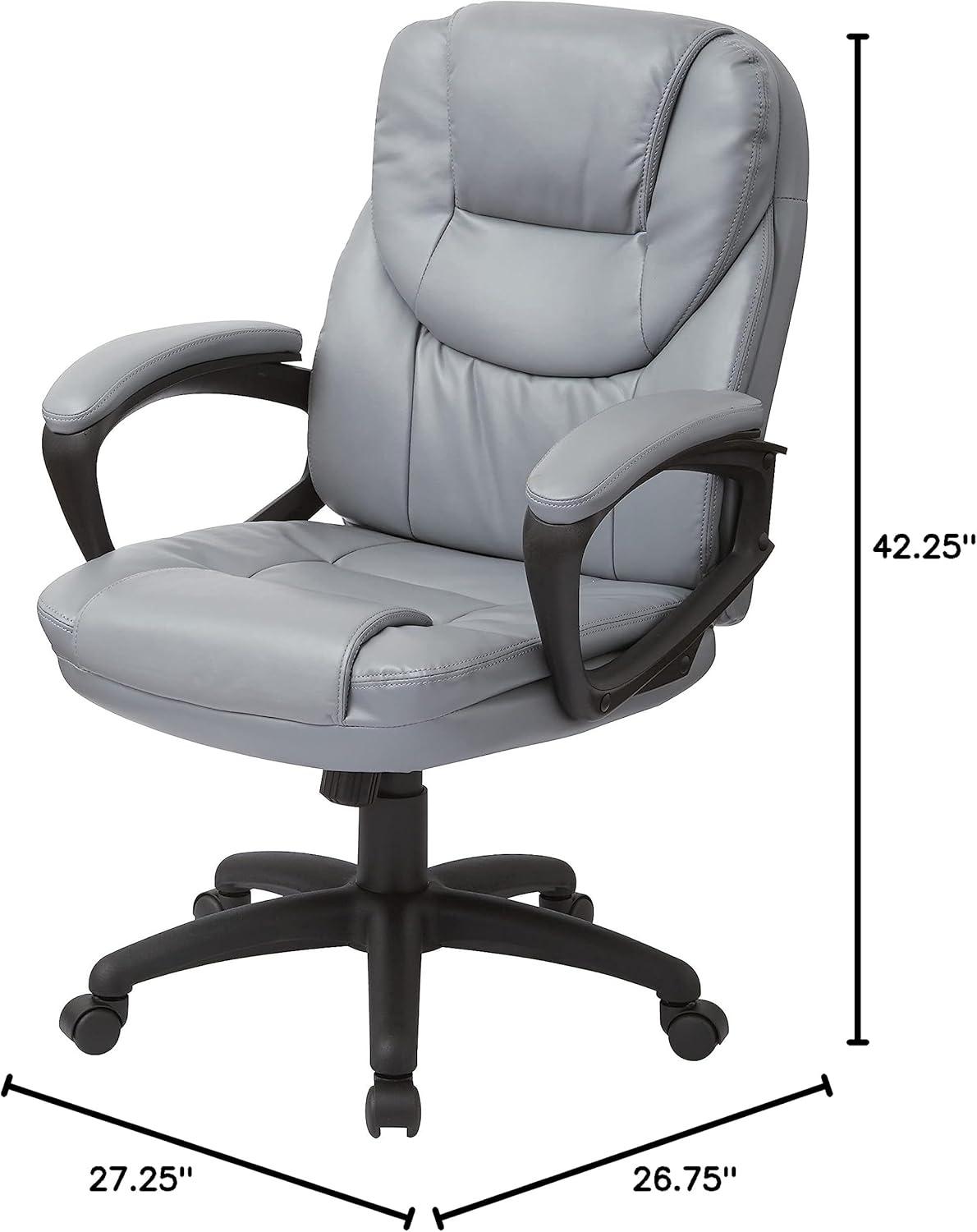 Charcoal Gray Faux Leather Executive Swivel Chair