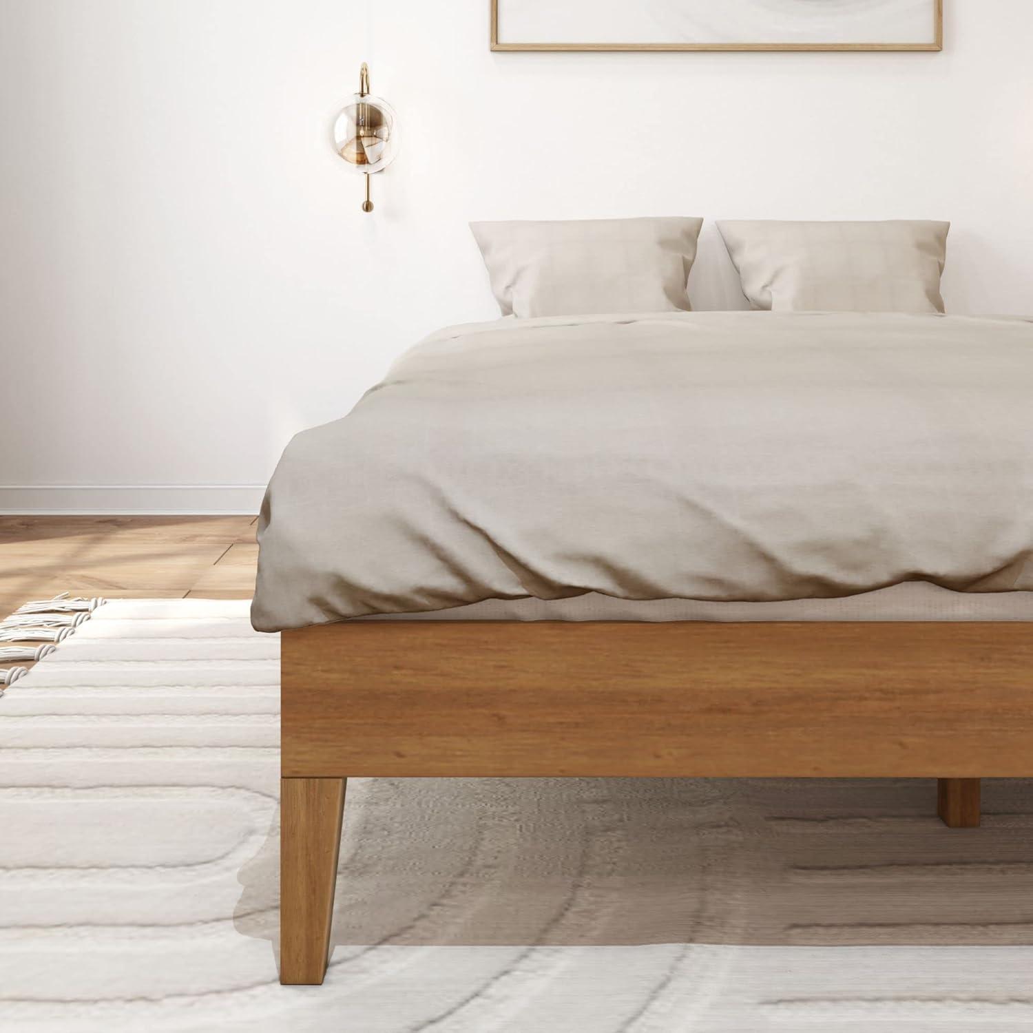 Plank+Beam Solid Wood Queen Platform Bed Frame, Matte Pecan