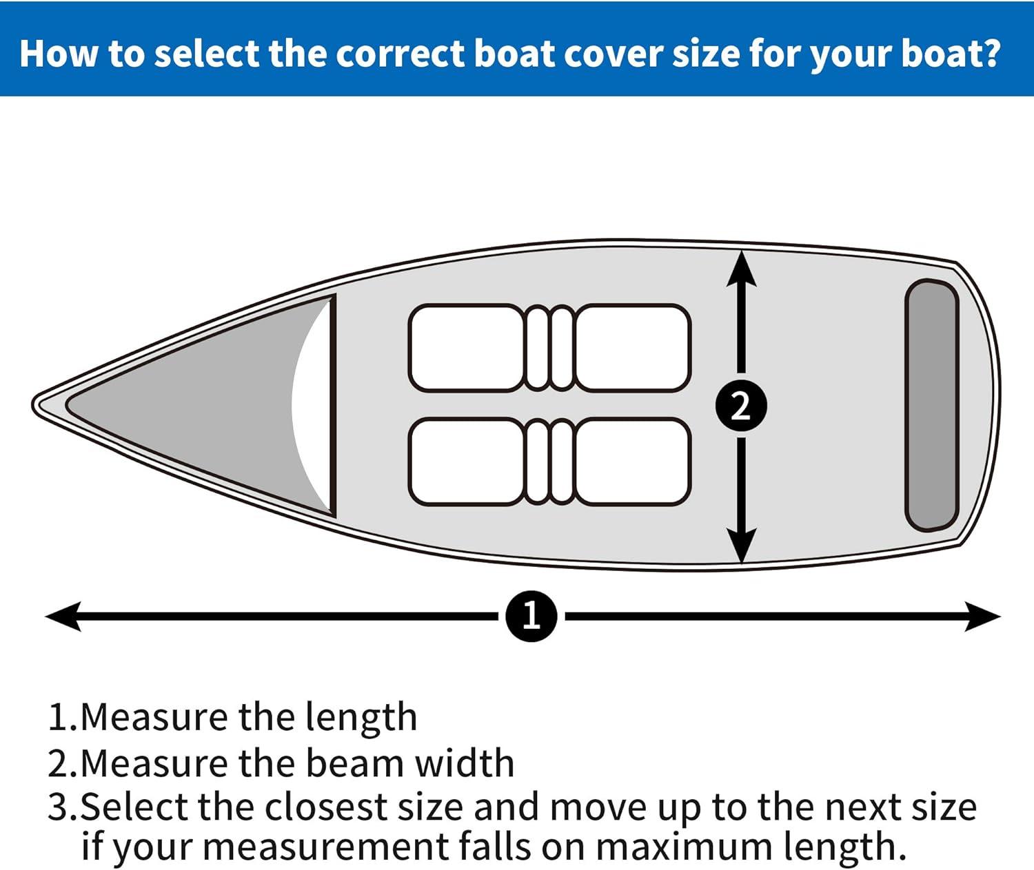 Genrics 12Ft Boat Cover Waterproof Heavy Duty Trailerable Replacement for Jon Boat Grey