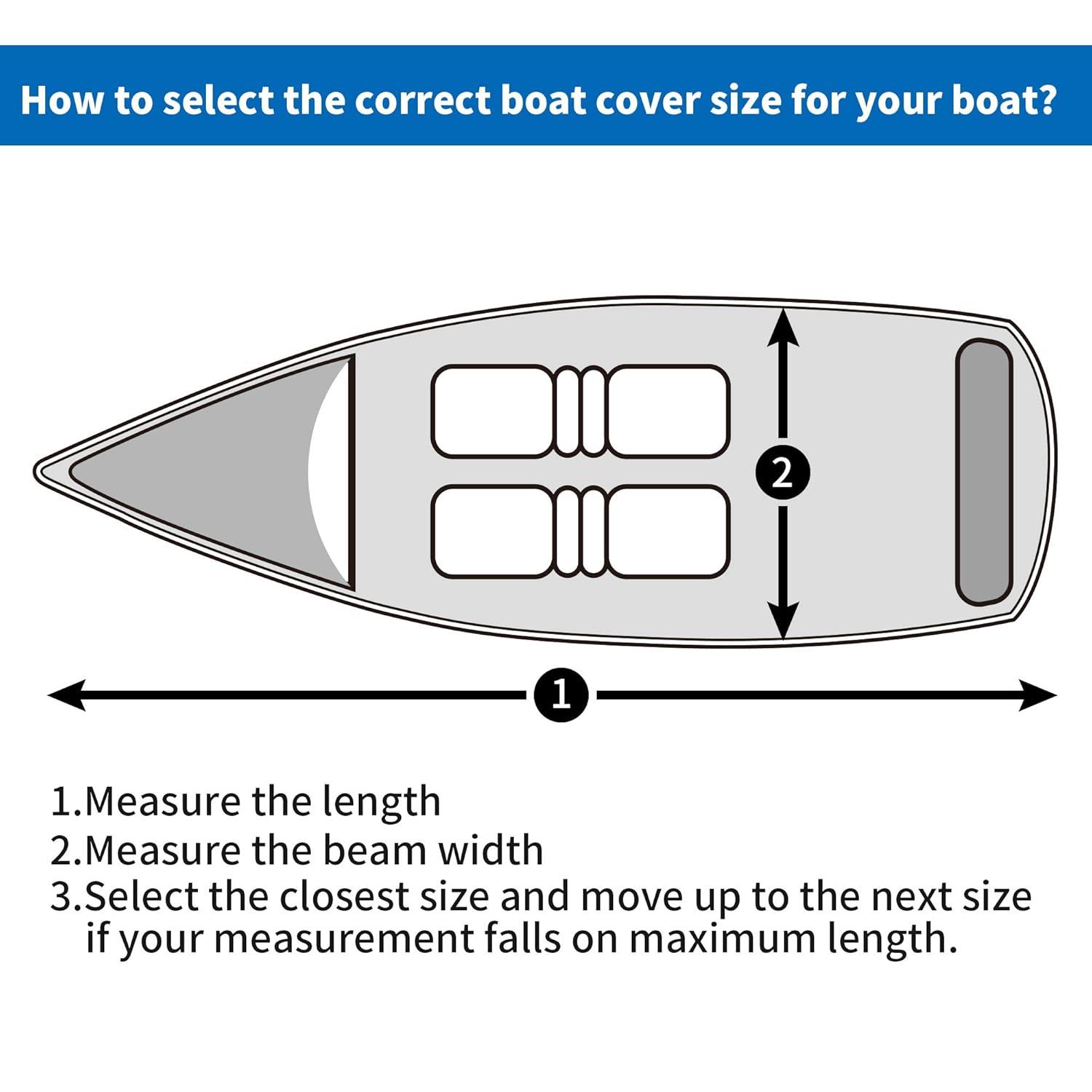 Genrics 14Ft Boat Cover Waterproof Heavy Duty Trailerable Replacement for Jon Boat Grey