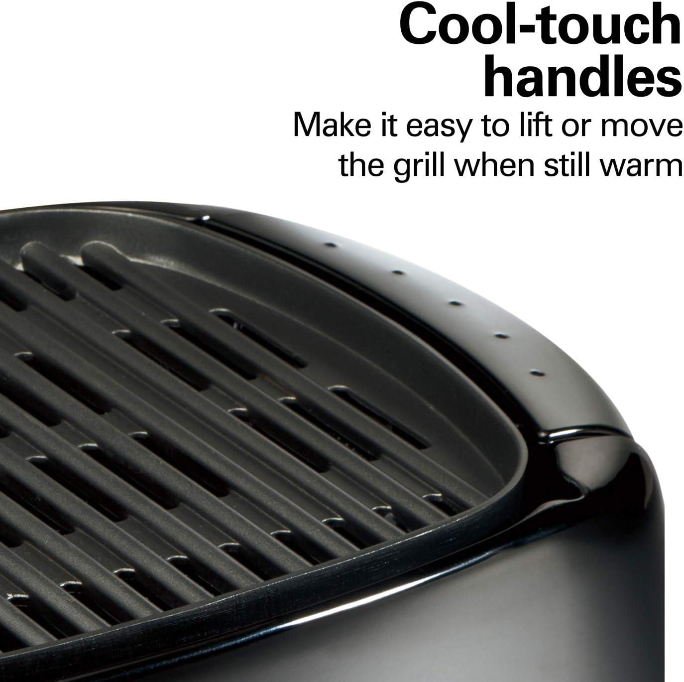 Sleek Black 133 sq.in Electric Grill with Non-Stick Plates and Cool-Touch Handles