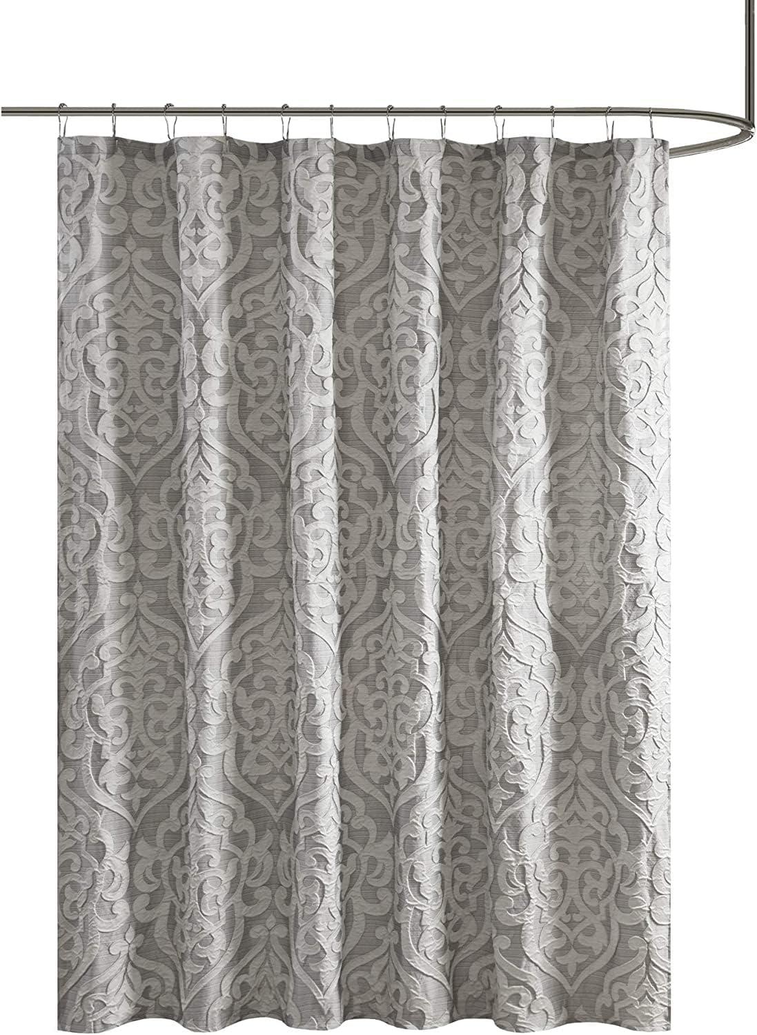 72"x72" Silver Damask Jacquard Shower Curtain