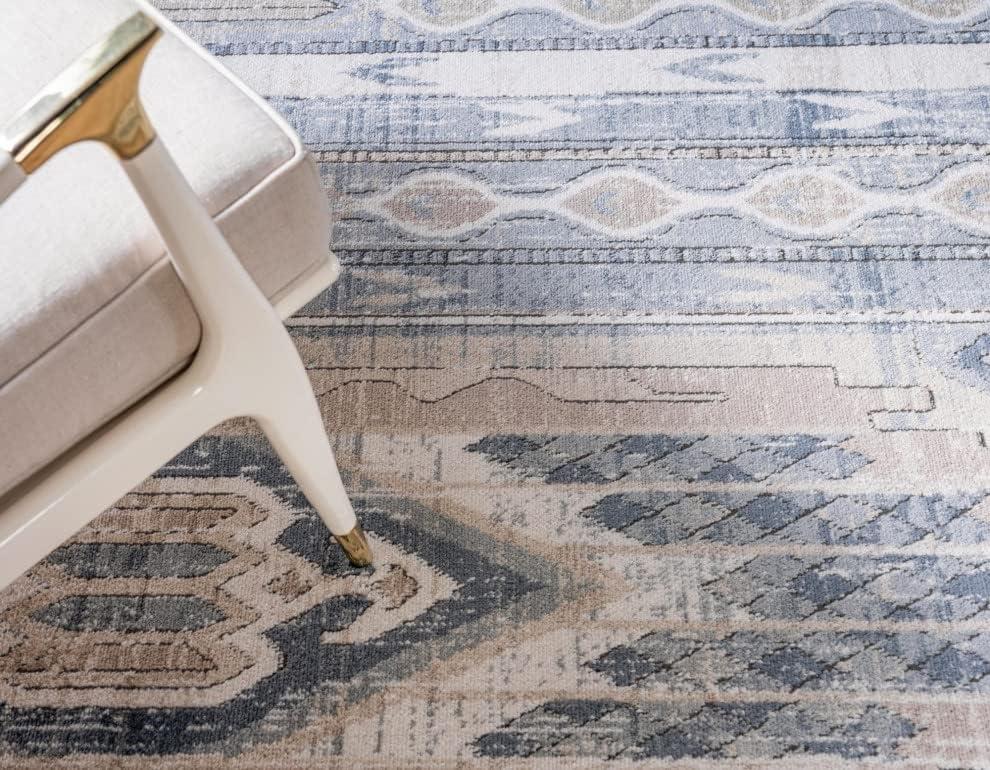 Unique Loom Portland Collection Area Rug - Orford (7' 1" x 10' Rectangle Navy Blue/Blue)