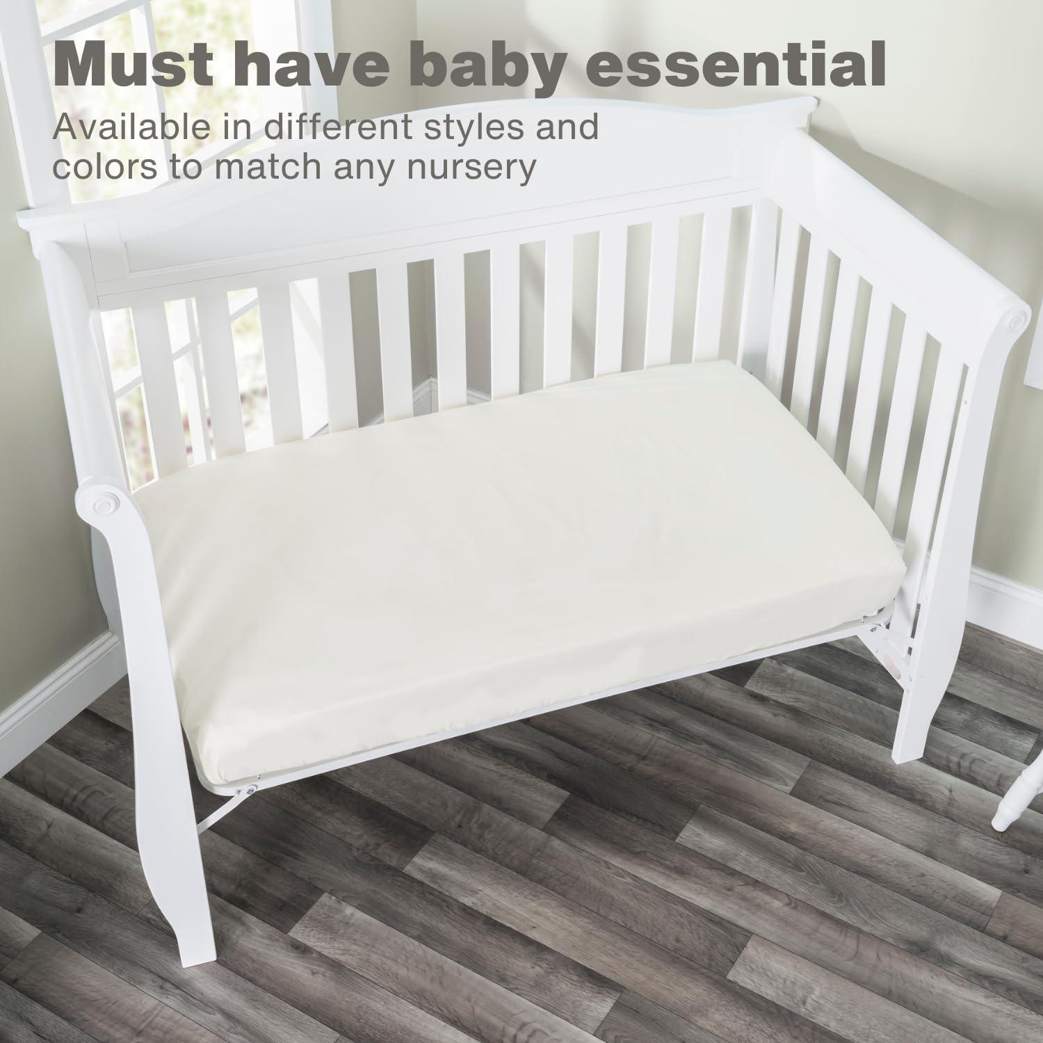 Everyday Kids Fitted Crib Sheet, 100% Soft Breathable Microfiber Baby Sheet, Fits Standard Size Crib Mattress 28in x 52in, Beige Nursery Sheet