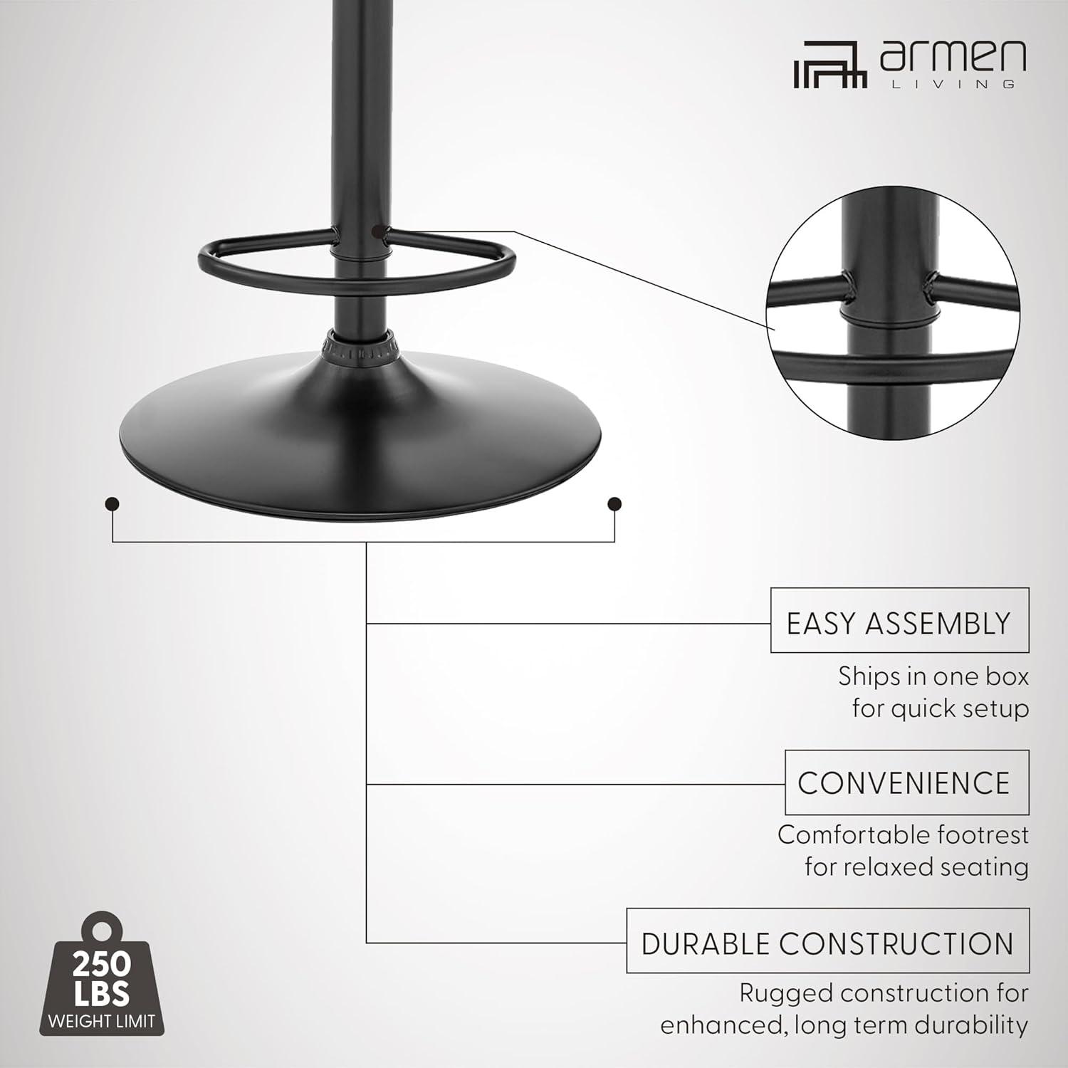 Contemporary Gray Leather Swivel Bar Stool with Adjustable Height
