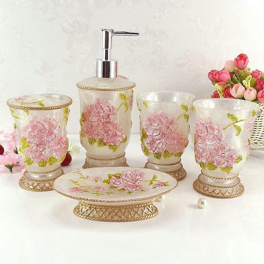 House of Hampton® Vintage Bathroom Accessories, 5Piece Bathroom Accessories Set, Bathroom Set Features, Soap Dispenser, Toothbrush Holder, Tumbler & Soap Dish - Bath Gift Set (Set of 4)