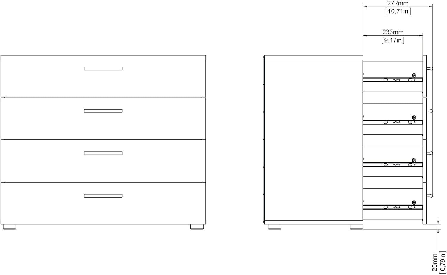 Austin Oak 4-Drawer Chest with Silver Handles