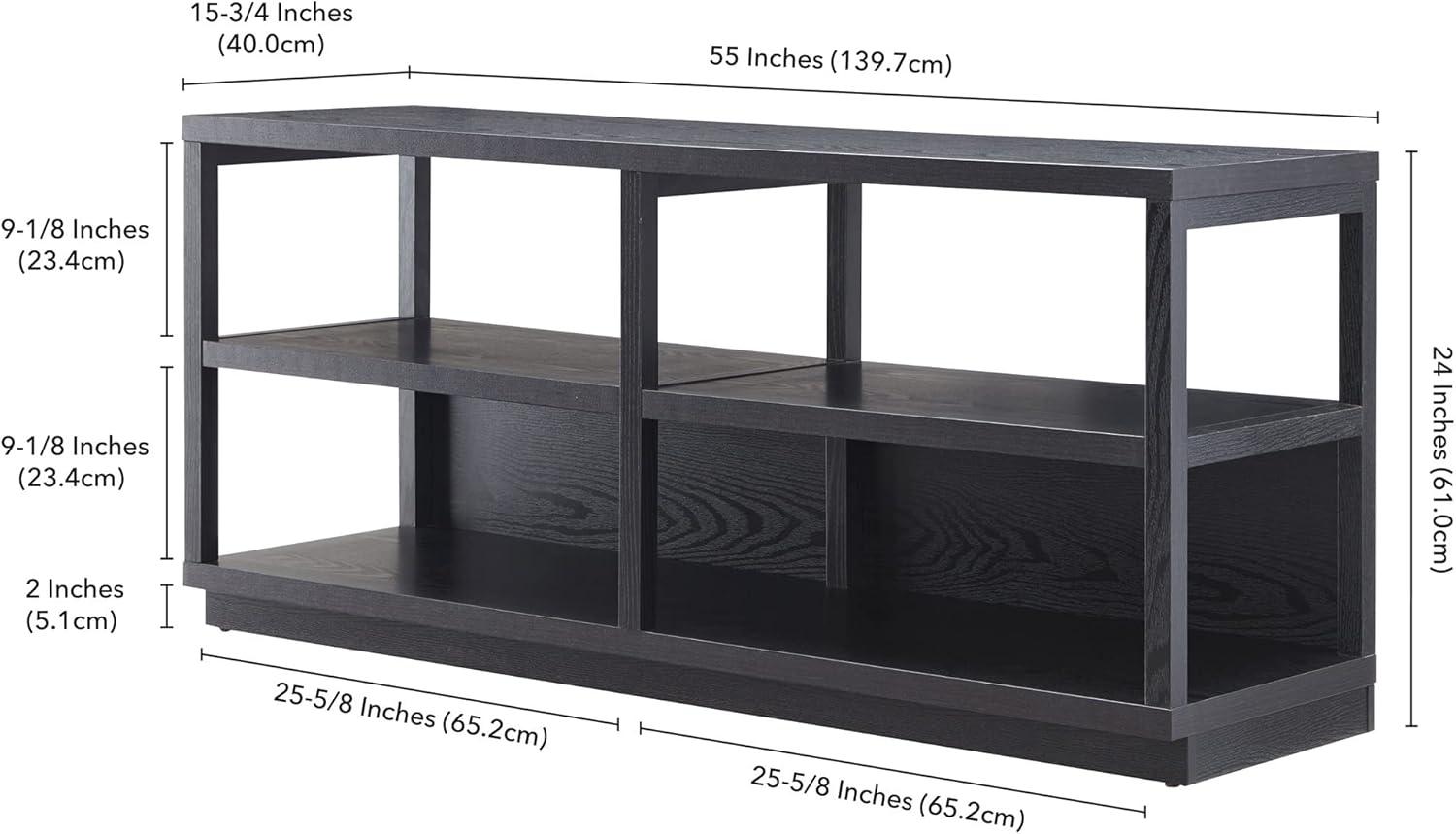 Thalia Modern Black MDF 55" TV Stand with Open Shelving