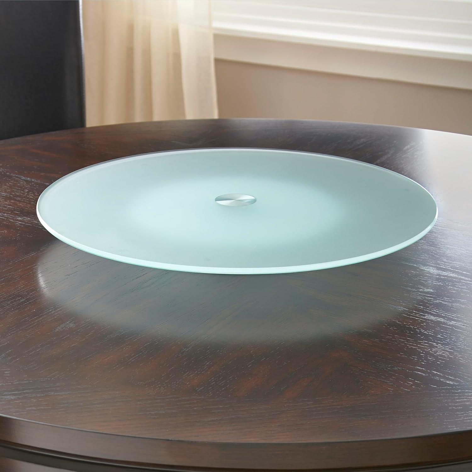 Elevated Frosted Glass 22" Lazy Susan with Smooth Swivel