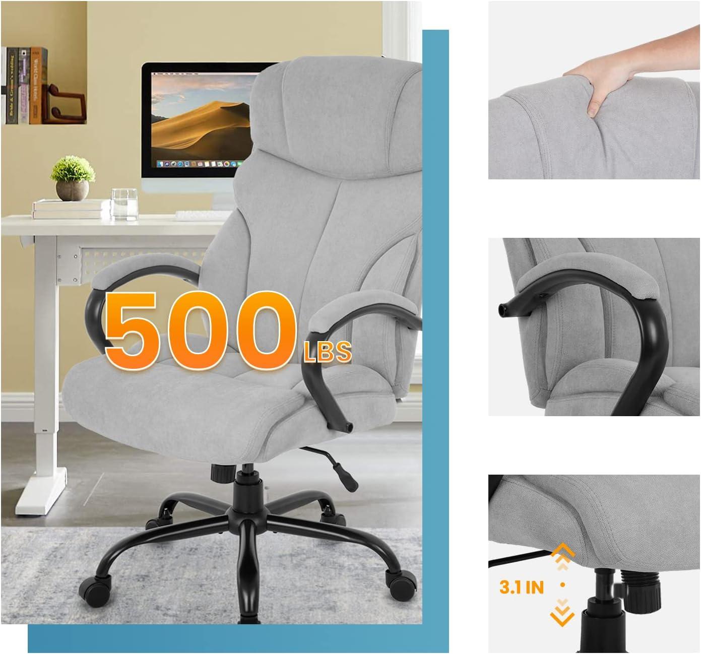 Dkelincs Ergonomic Office Chair Big and Tall Wide Seat Desk Chair 500 lbs Adjustable Computer Chair with Lumbar Support, Gray