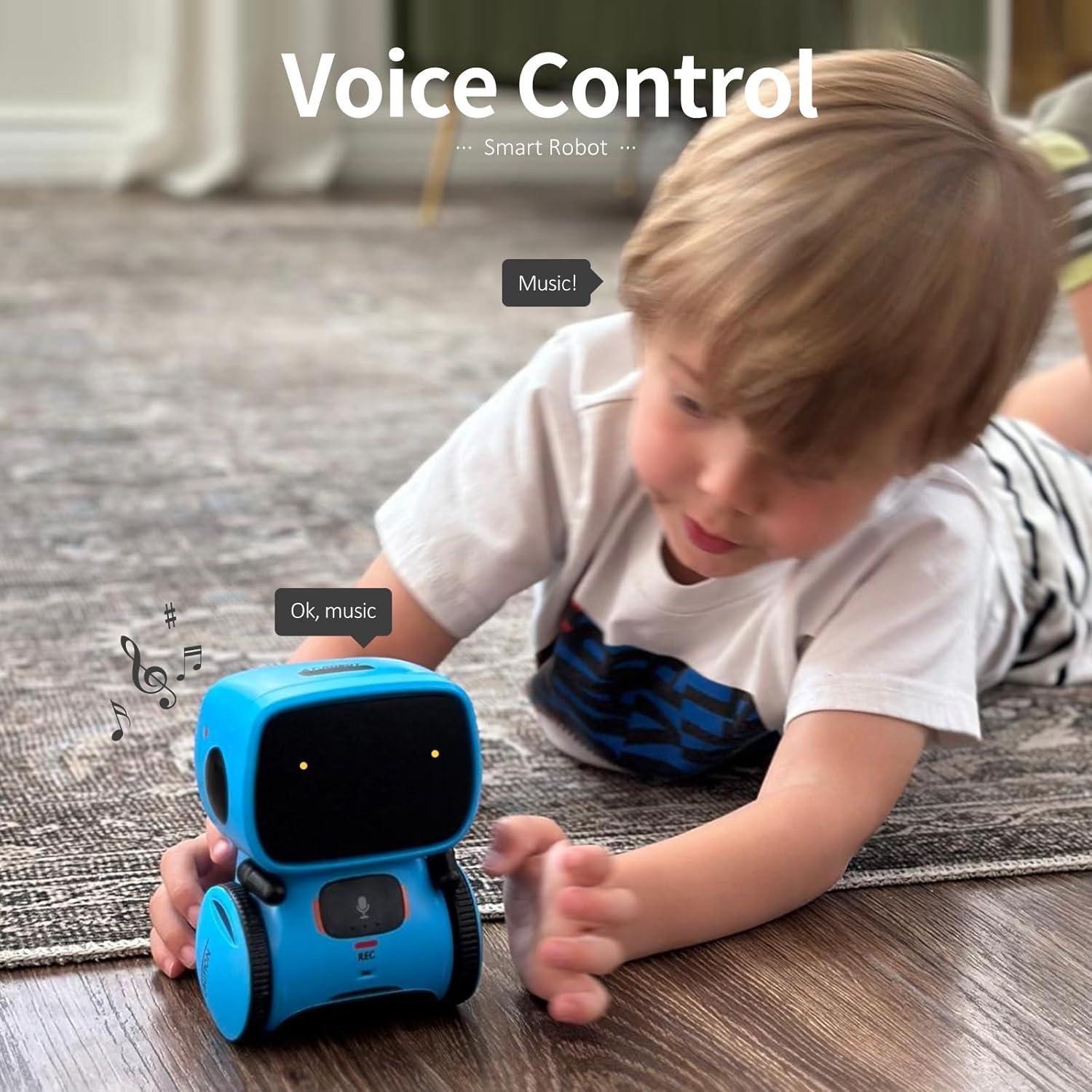 GILOBABY Kids Robot Toys, Interactive Toys Companion Smart Talking Robotic with Voice Control Touch Sensor, Dancing, Singing, Recording, Repeat, Birthday Gifts for Boys Ages 3+ Years (Blue)
