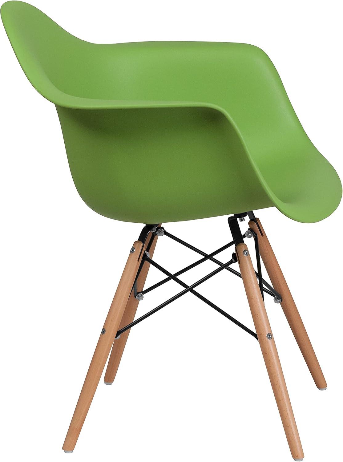 Flash Furniture Alonza Series Plastic Chair with Arms and Wooden Legs