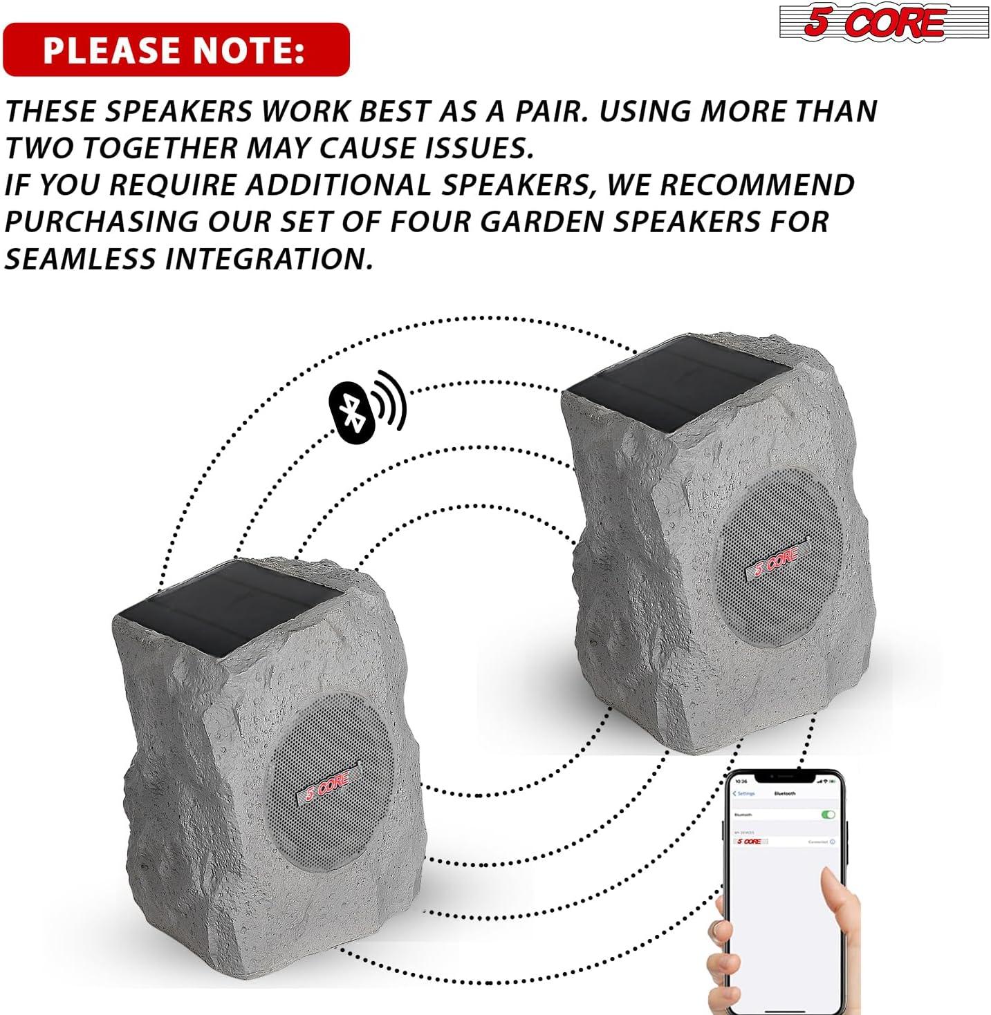5 Core Outdoor Speakers Bluetooth Waterproof TWS Pool Patio Garden Rock Subwoofer