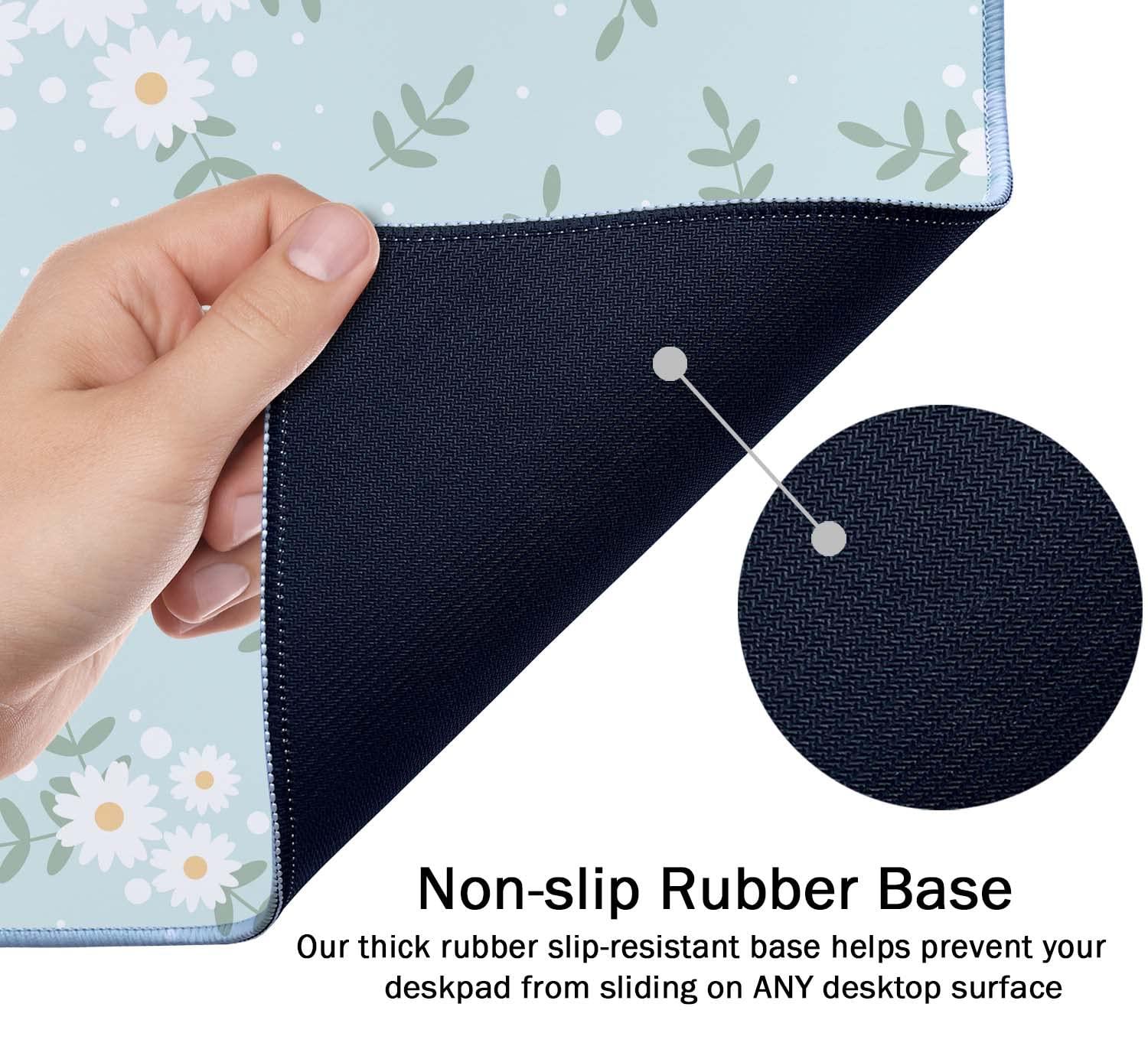 SSOIU Cute Spring Flowers Desk Mat, White Daisy Flower Mat, Extra Large Home Office Cute Accessories, Extended Mouse Pad, XXL Gaming Mouse Pad 35.5" X 15.7"