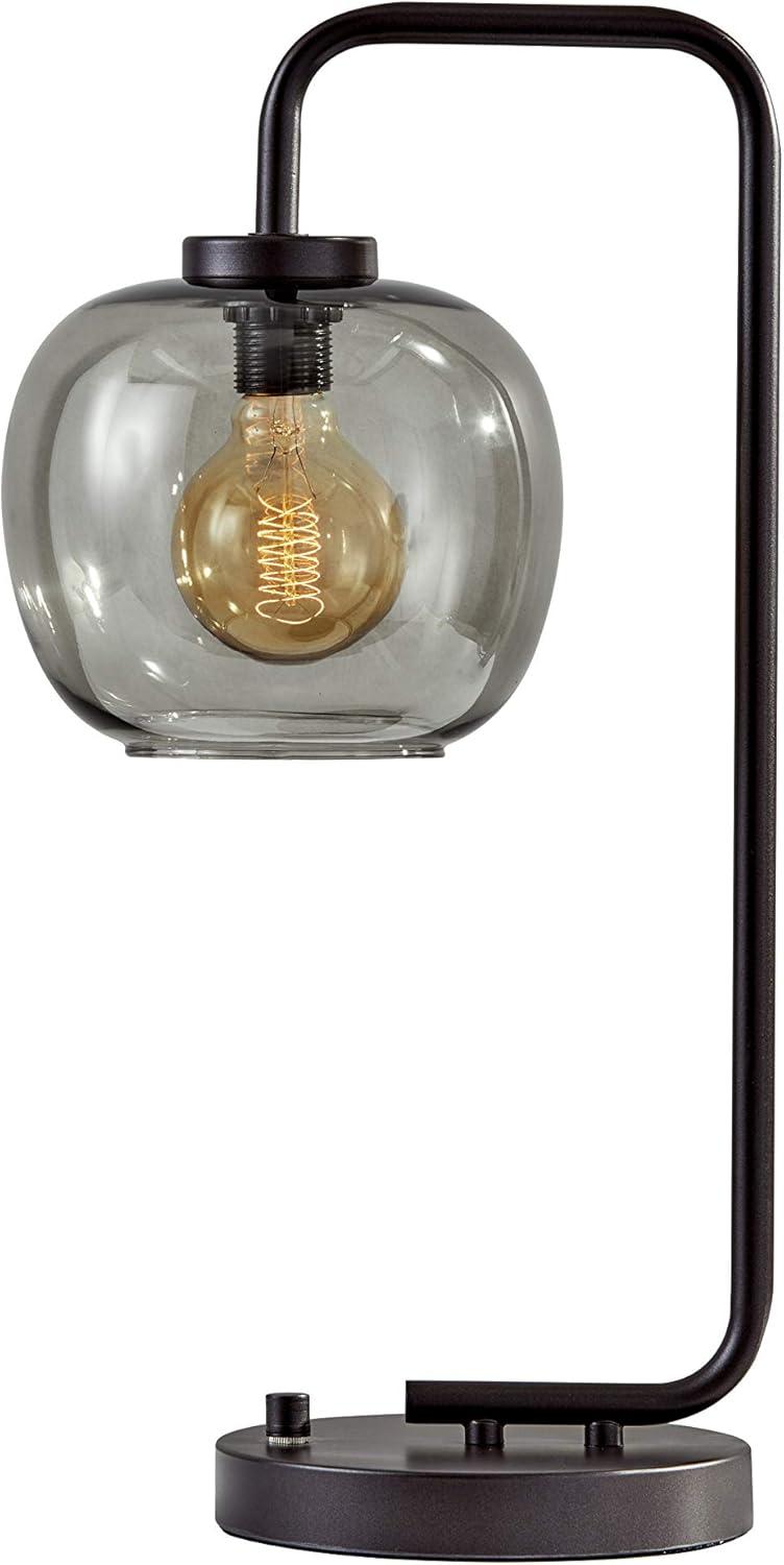 Ashton Matte Black Adjustable Desk Lamp with Smoked Glass Shade