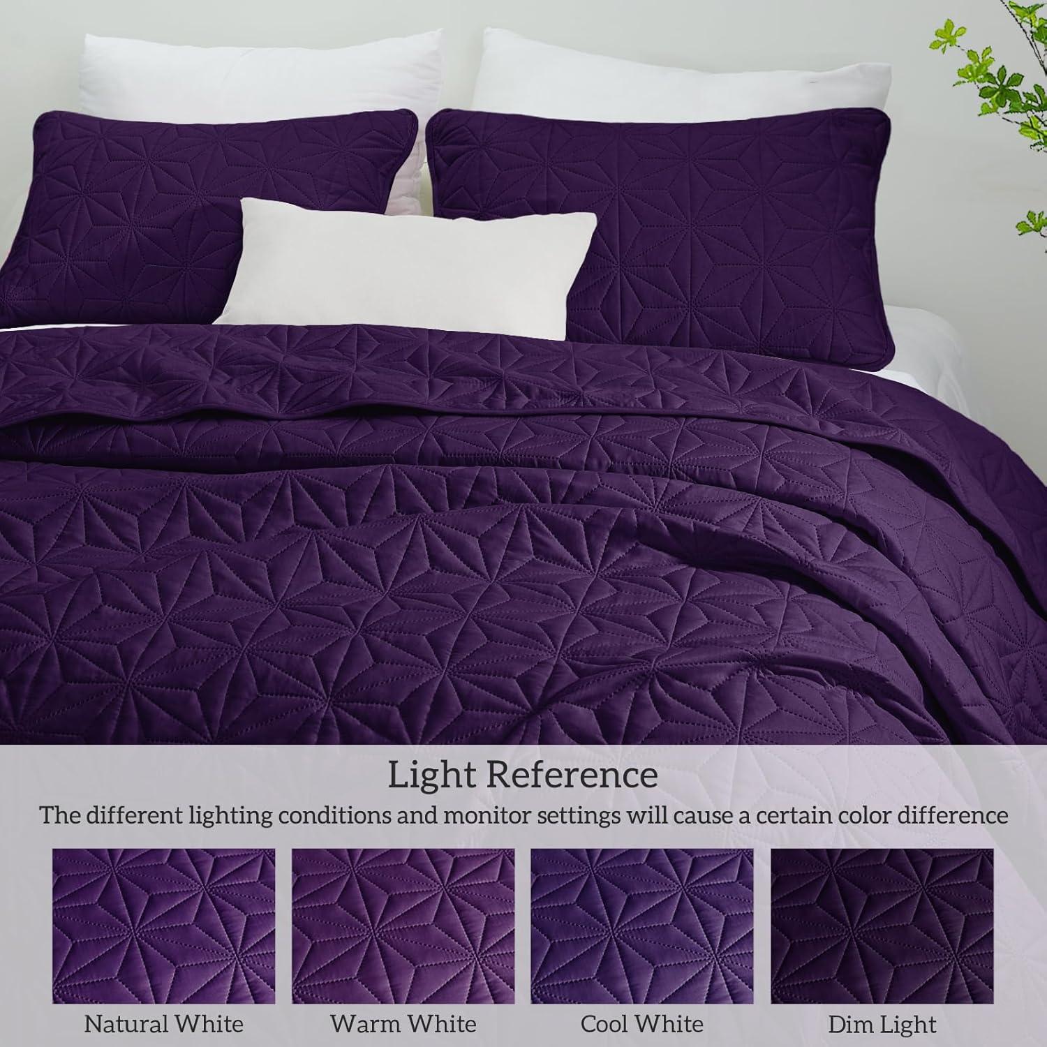 3-Piece King Size Quilt Set Purple - 3 Piece - King