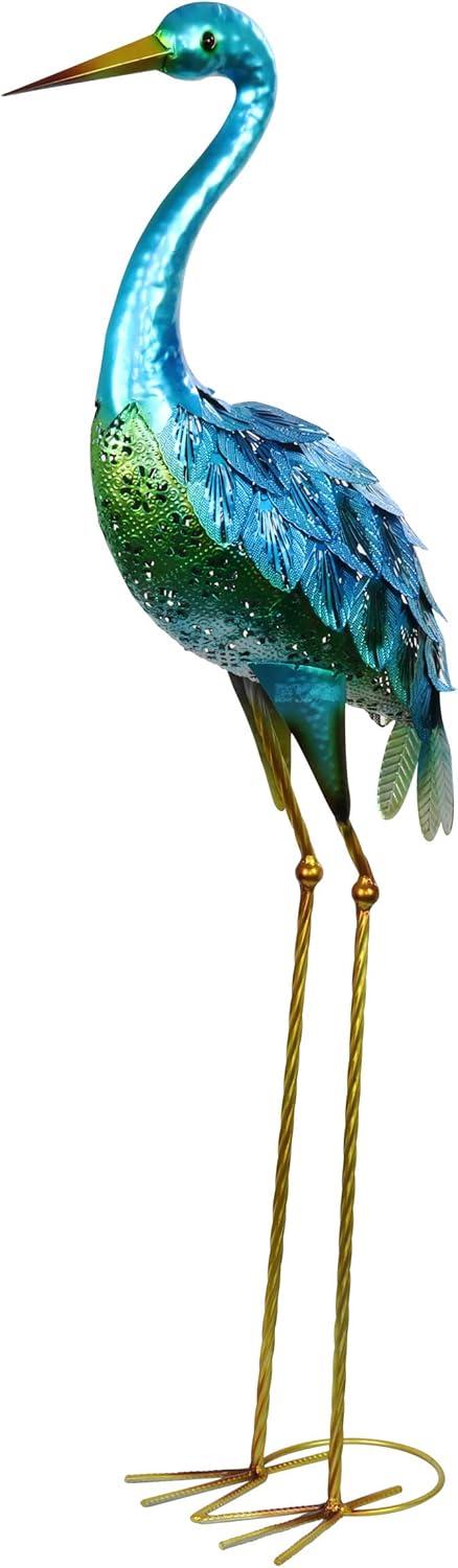 Exhart Exhart Metallic Coastal Crane Garden Statue, 14 by 38 Inches