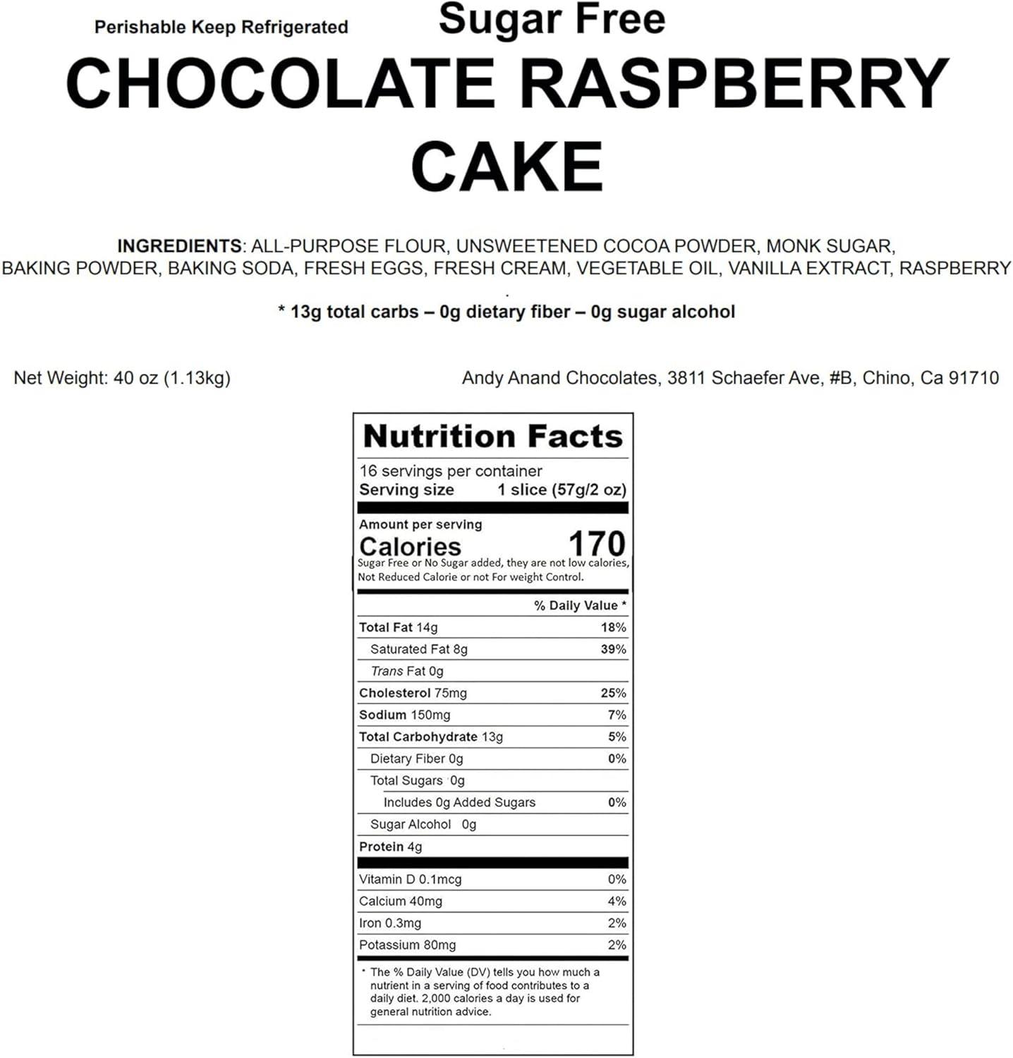 Sugar-Free Raspberry Chocolate Truffle Cake with Fresh Raspberries